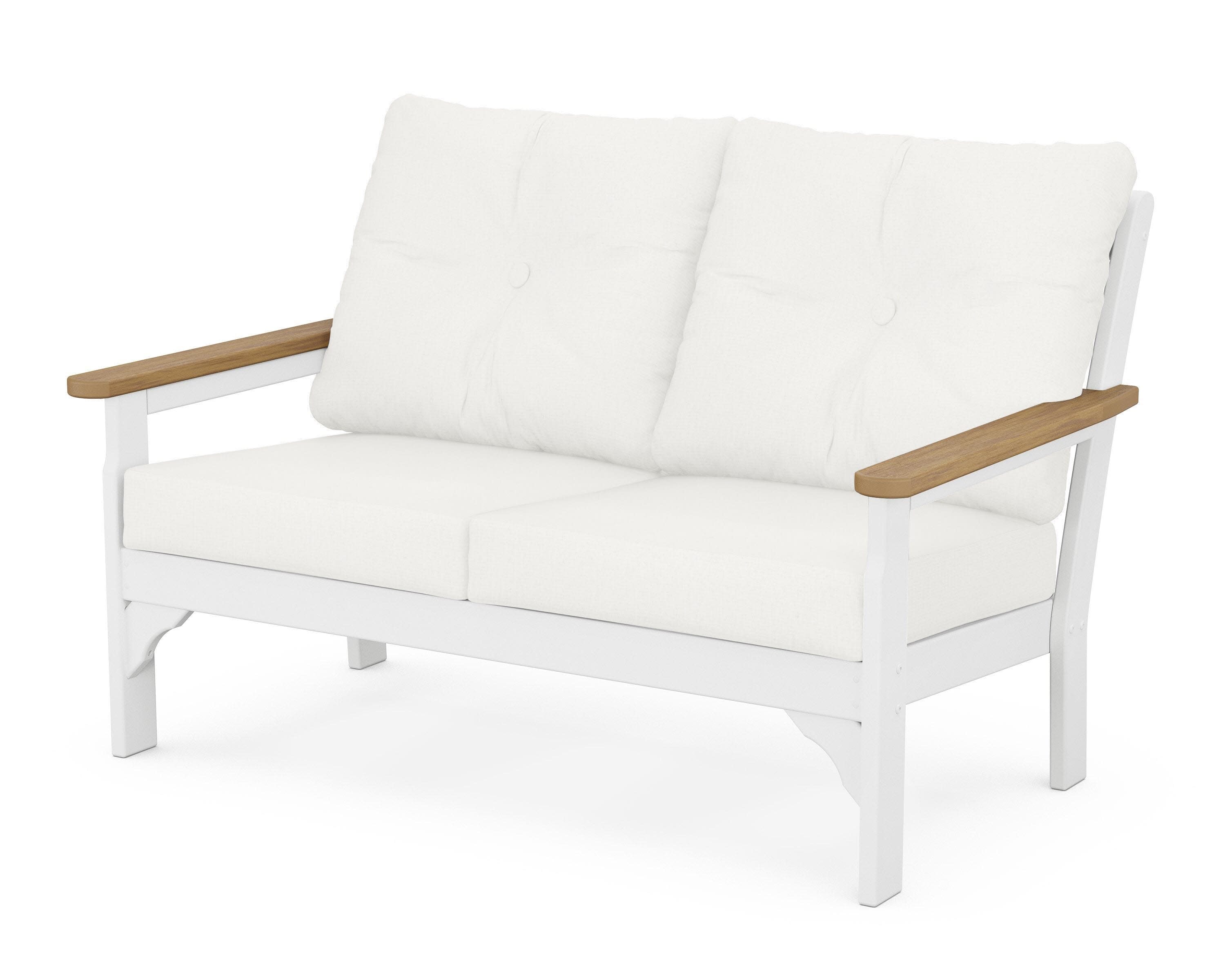 Vineyard Deep Seating Loveseat in White / Natural / Natural Linen
