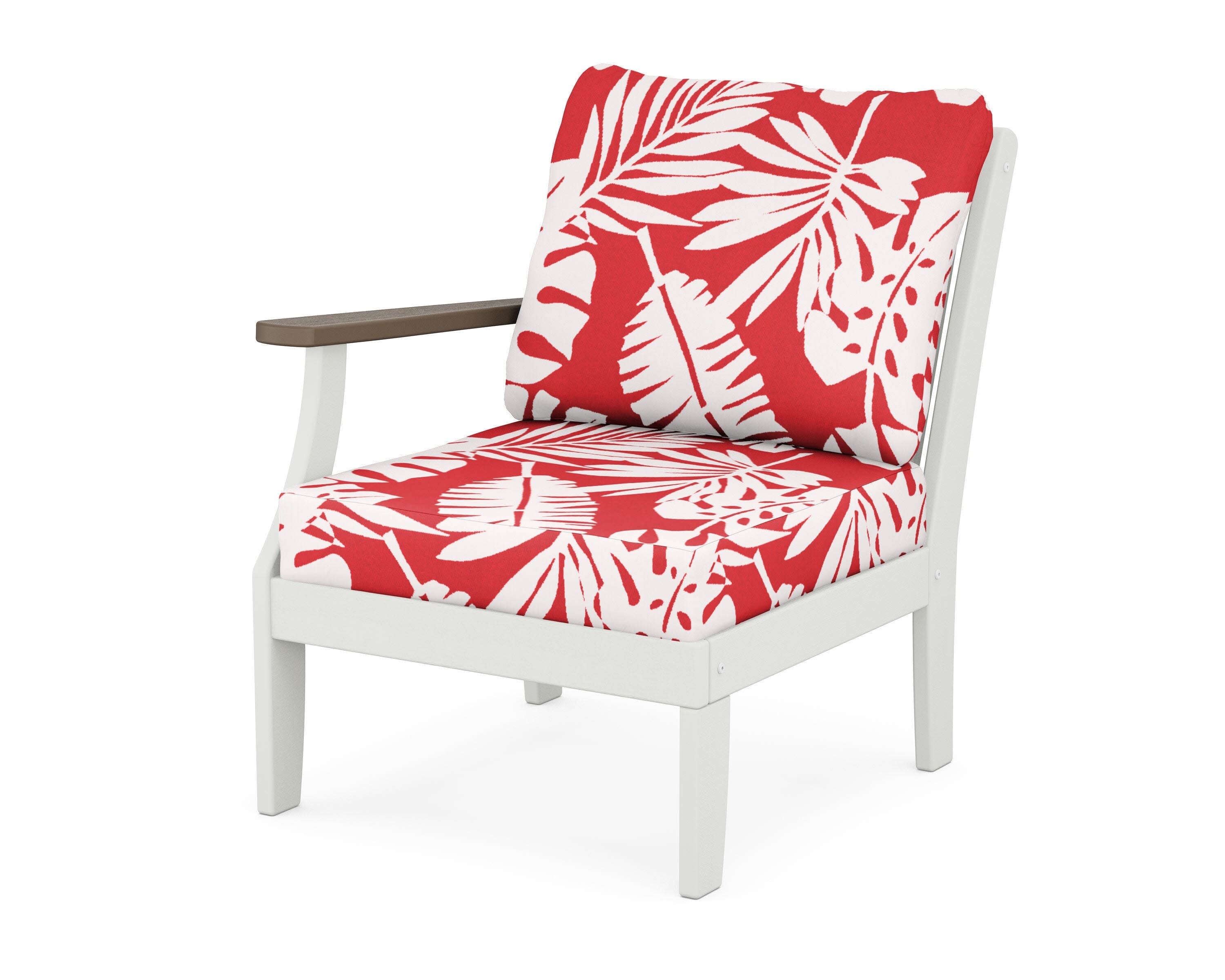 Braxton Modular Left Arm Chair in White / Kona / Leaf Crimson