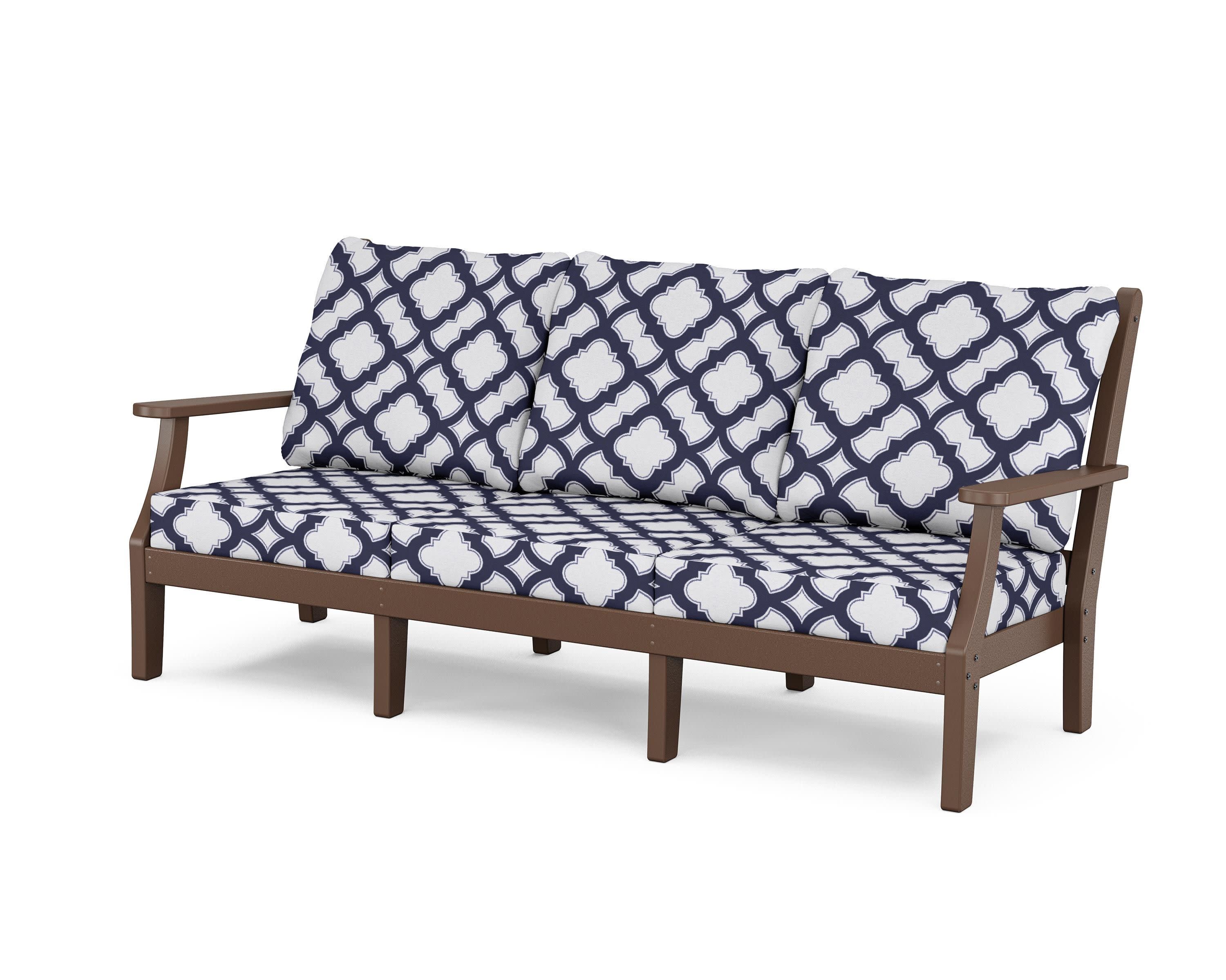 Wovendale Deep Seating Sofa in Mahogany / Trellis Navy