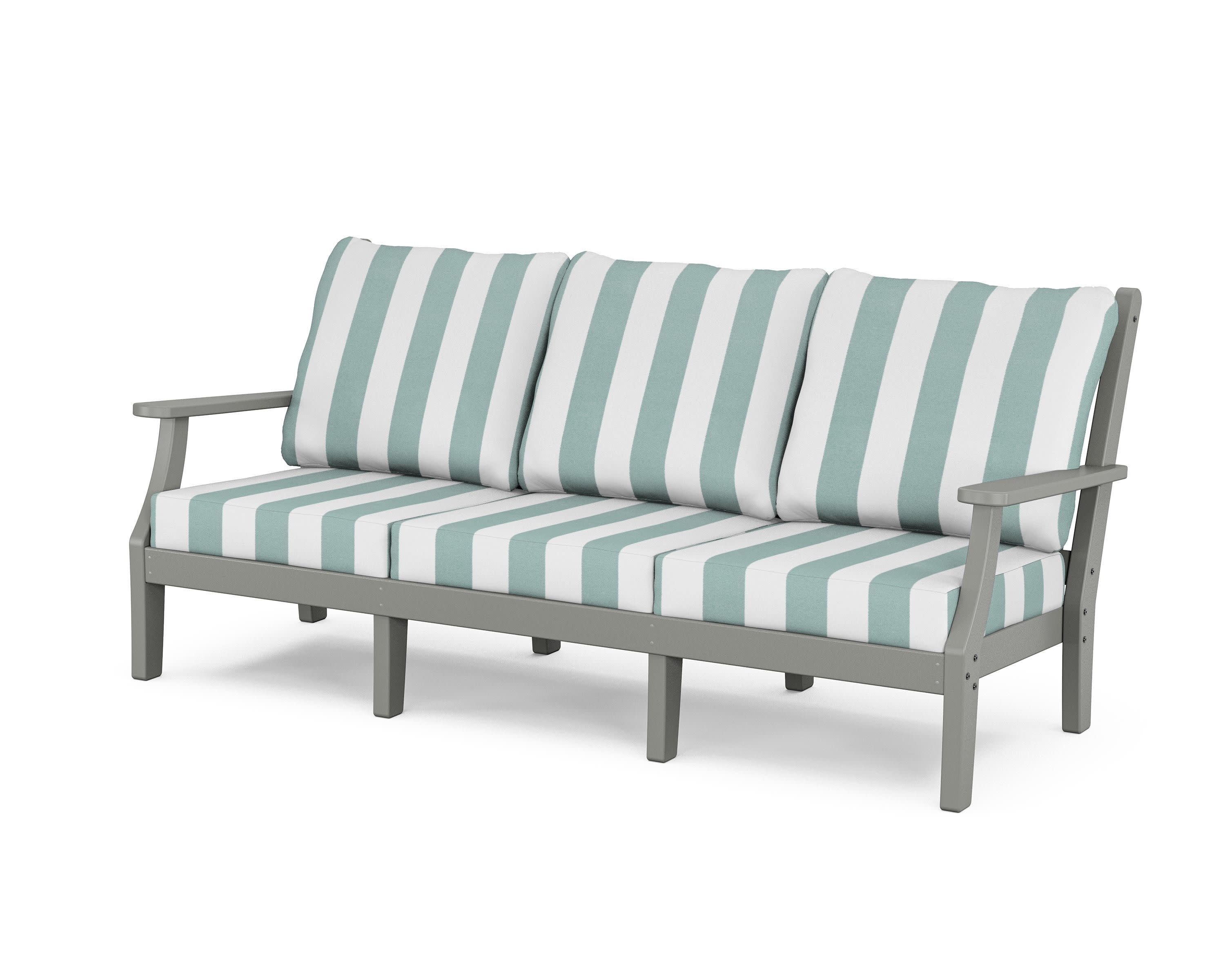 Wovendale Deep Seating Sofa in Slate Grey / Cabana Stripe Glacier Spa