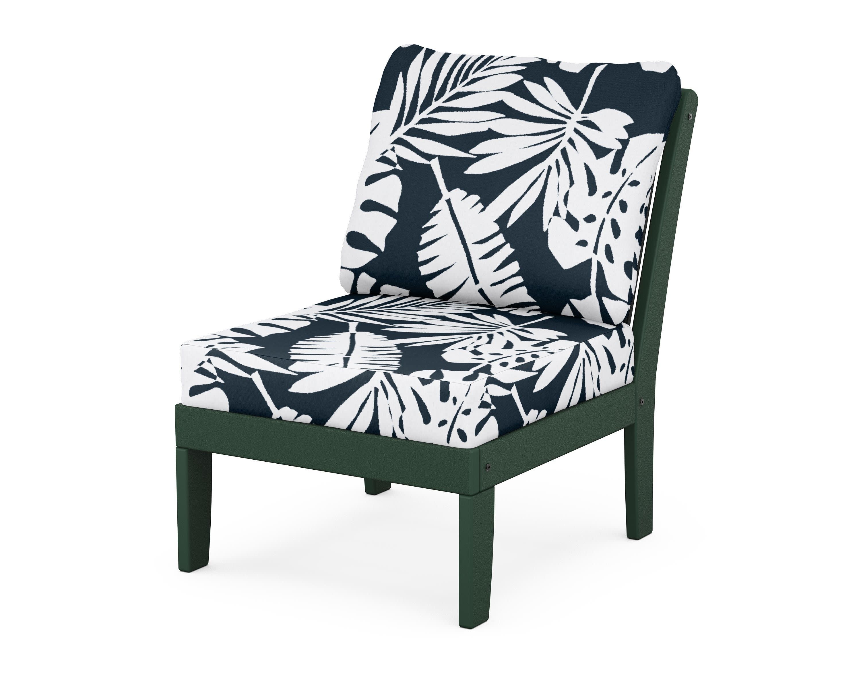 Braxton Modular Armless Chair in Green / Leaf Marine Indigo