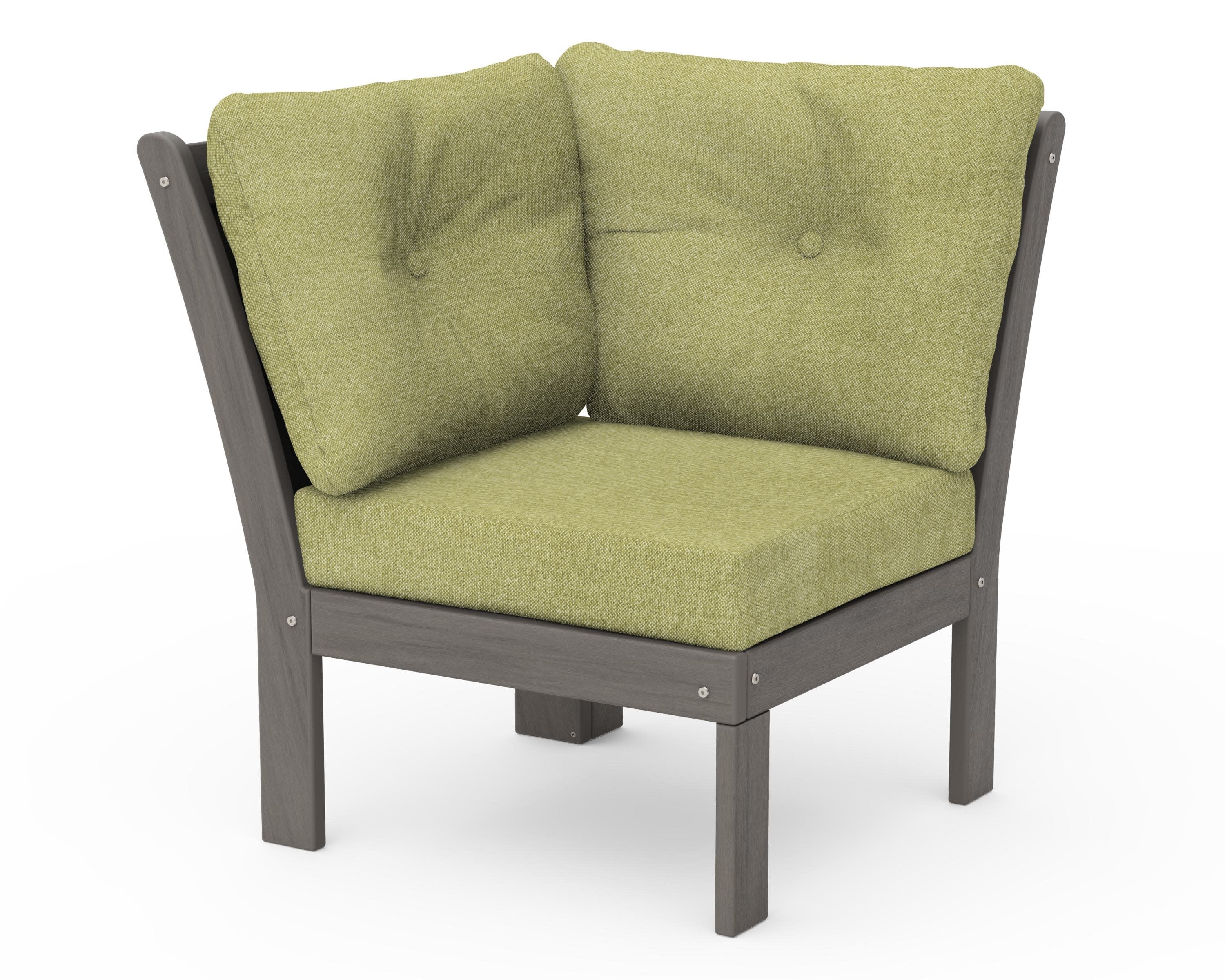 Vineyard Modular Corner Chair in Driftwood / Chartreuse Boucle