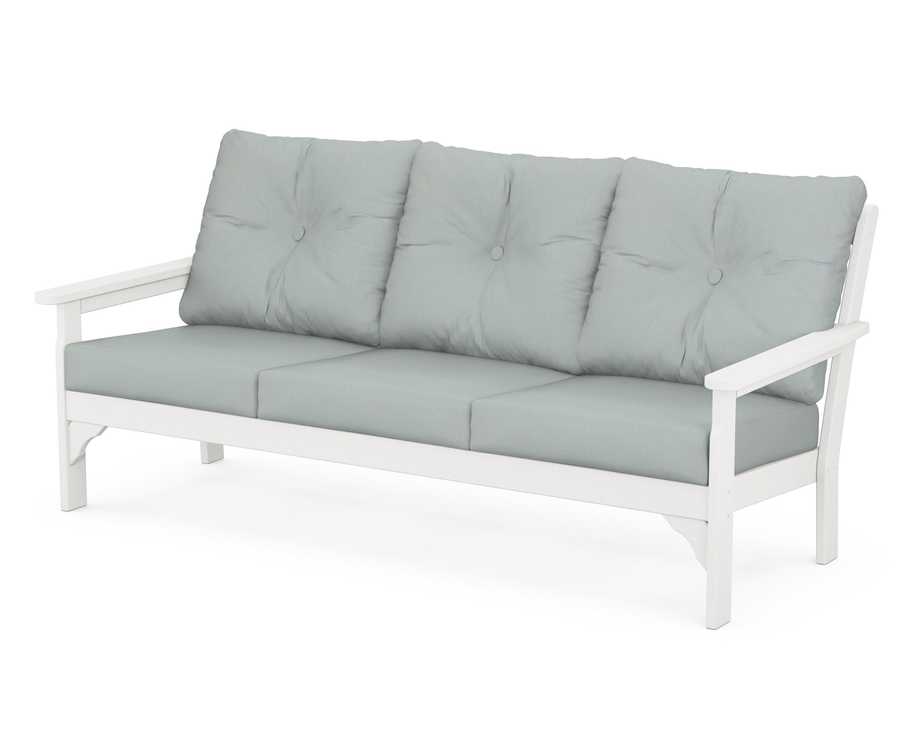 Vineyard Deep Seating Sofa in Vintage White / Spa