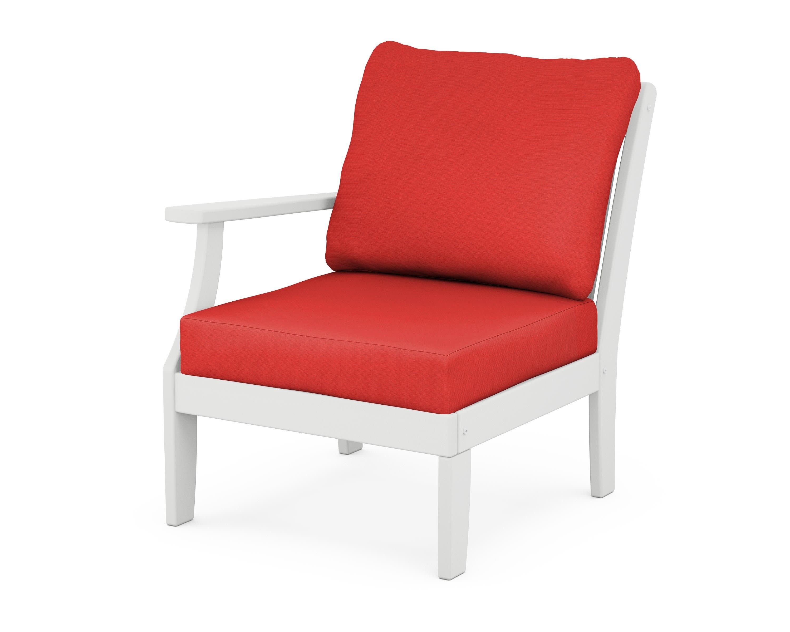 Braxton Modular Left Arm Chair in White / Crimson Linen