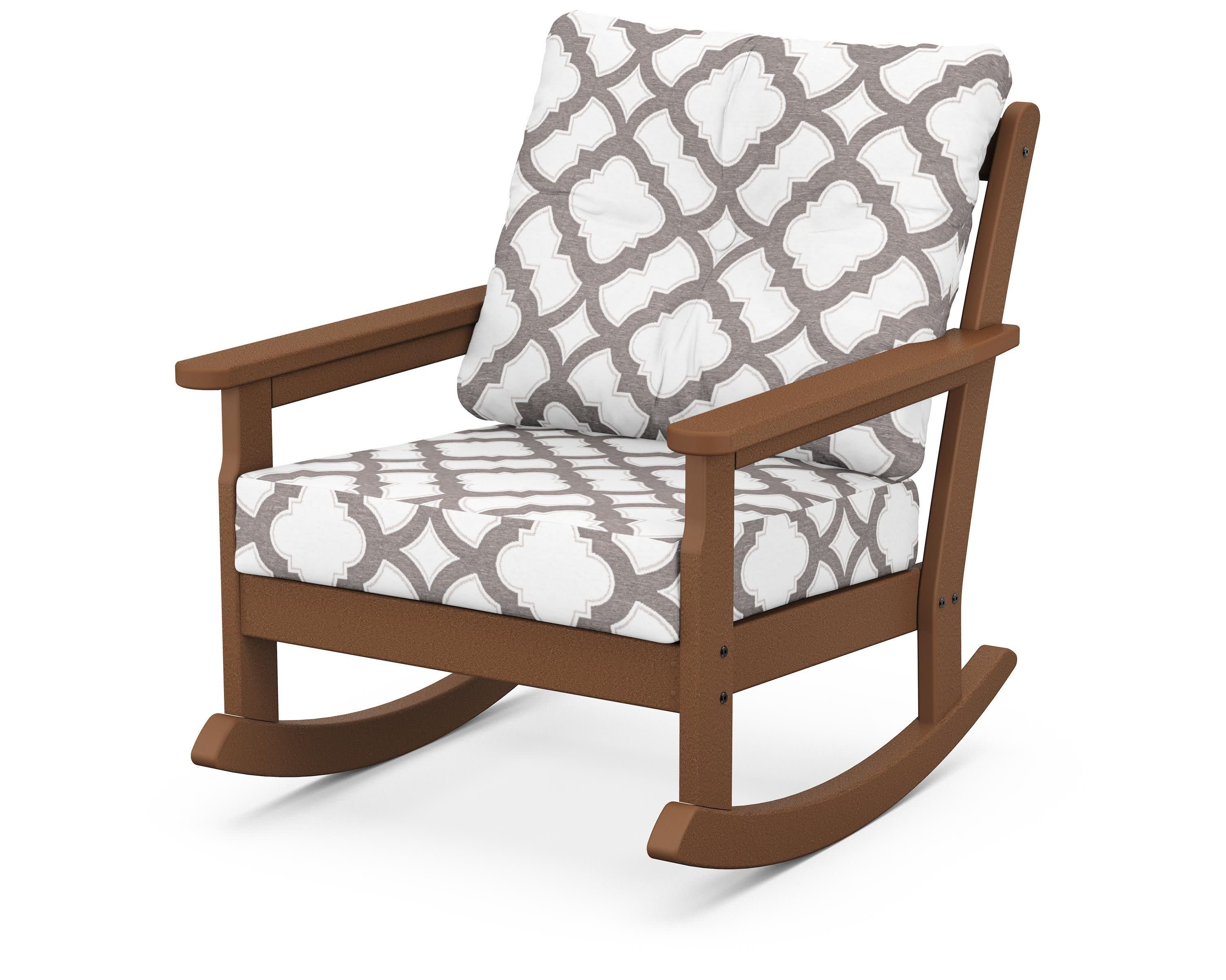 Vineyard Deep Seating Rocking Chair in Teak / Trellis Grey Mist