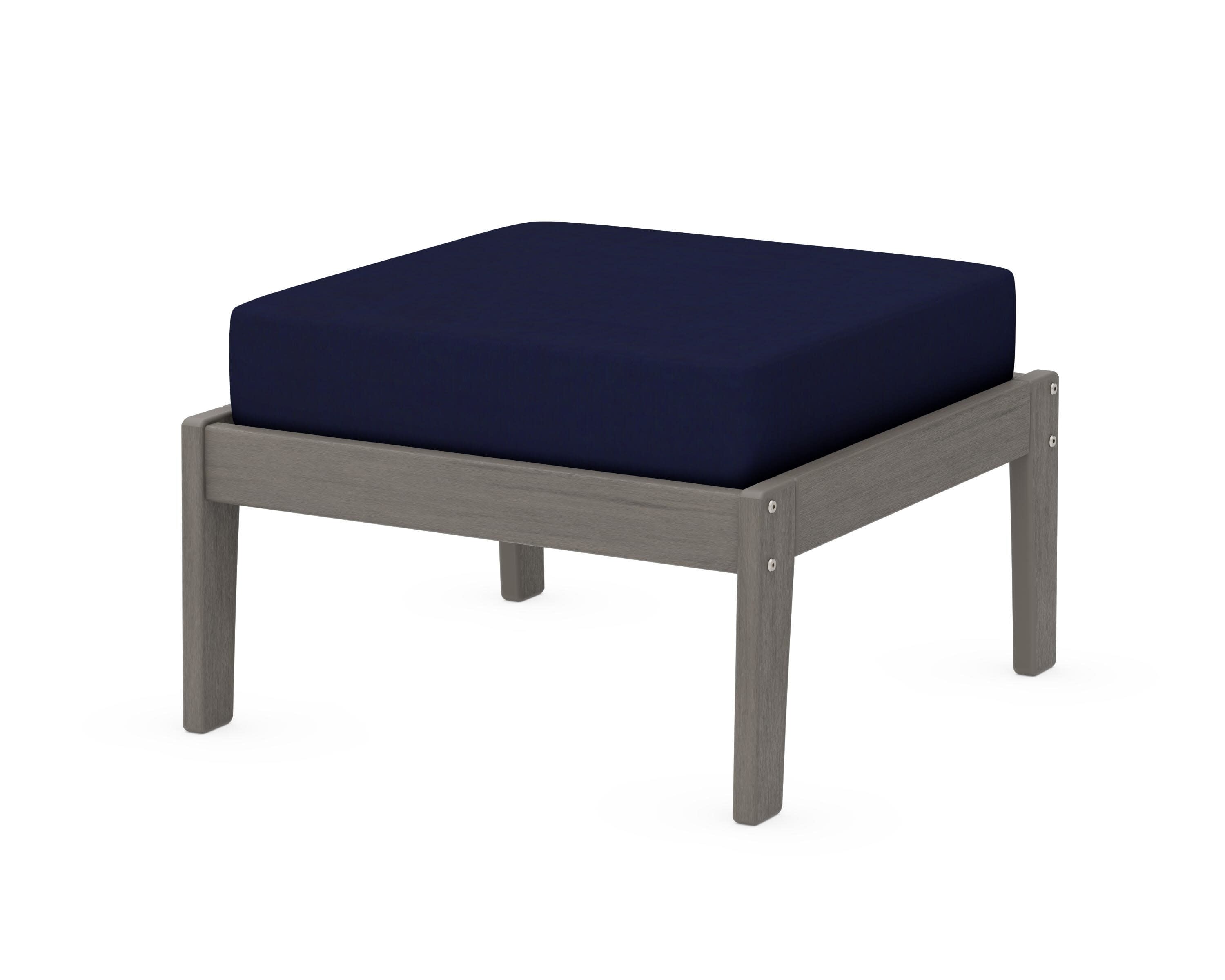 Deep Seating Ottoman in Driftwood / Navy