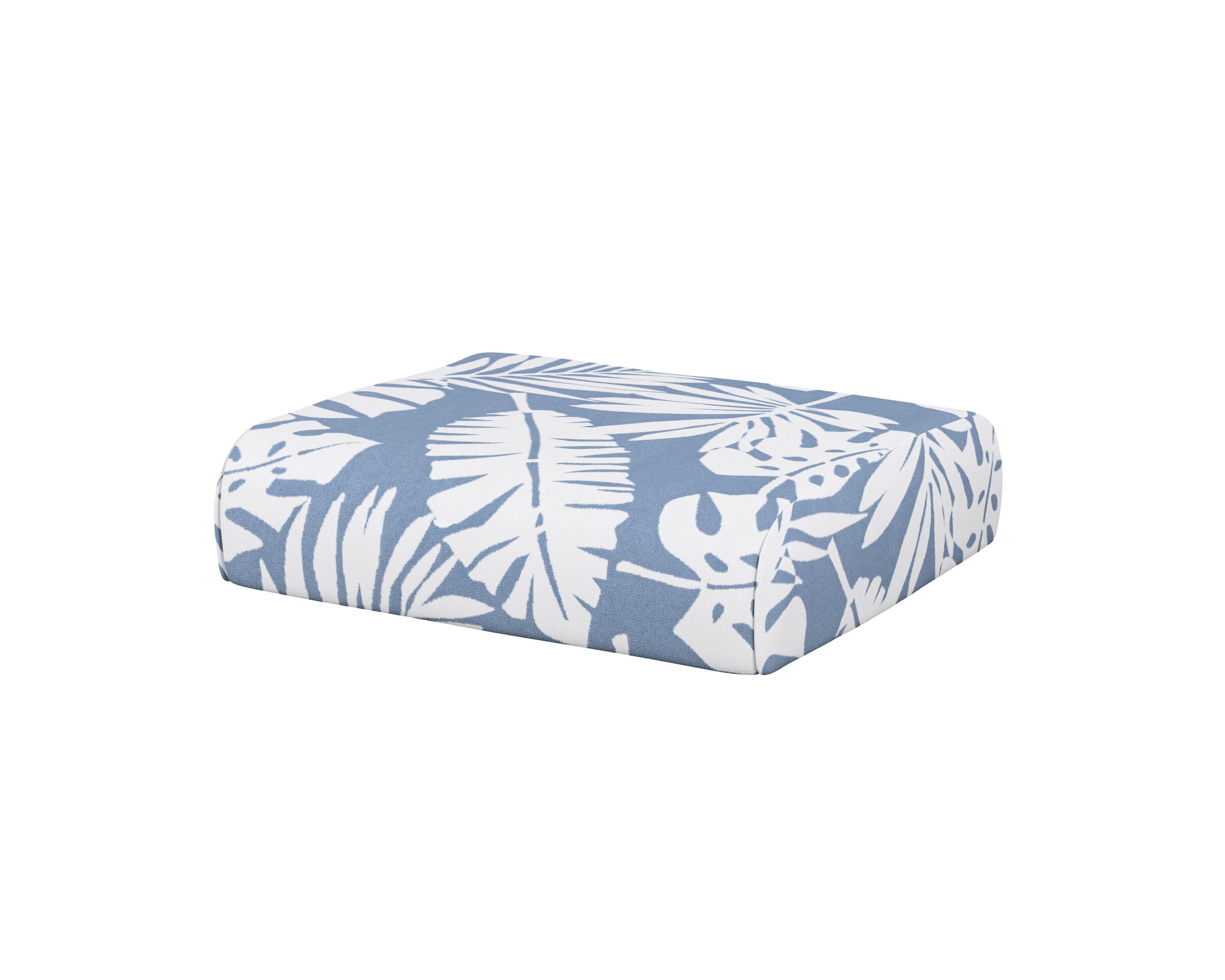 Club Ottoman Cushion in Leaf Sky Blue