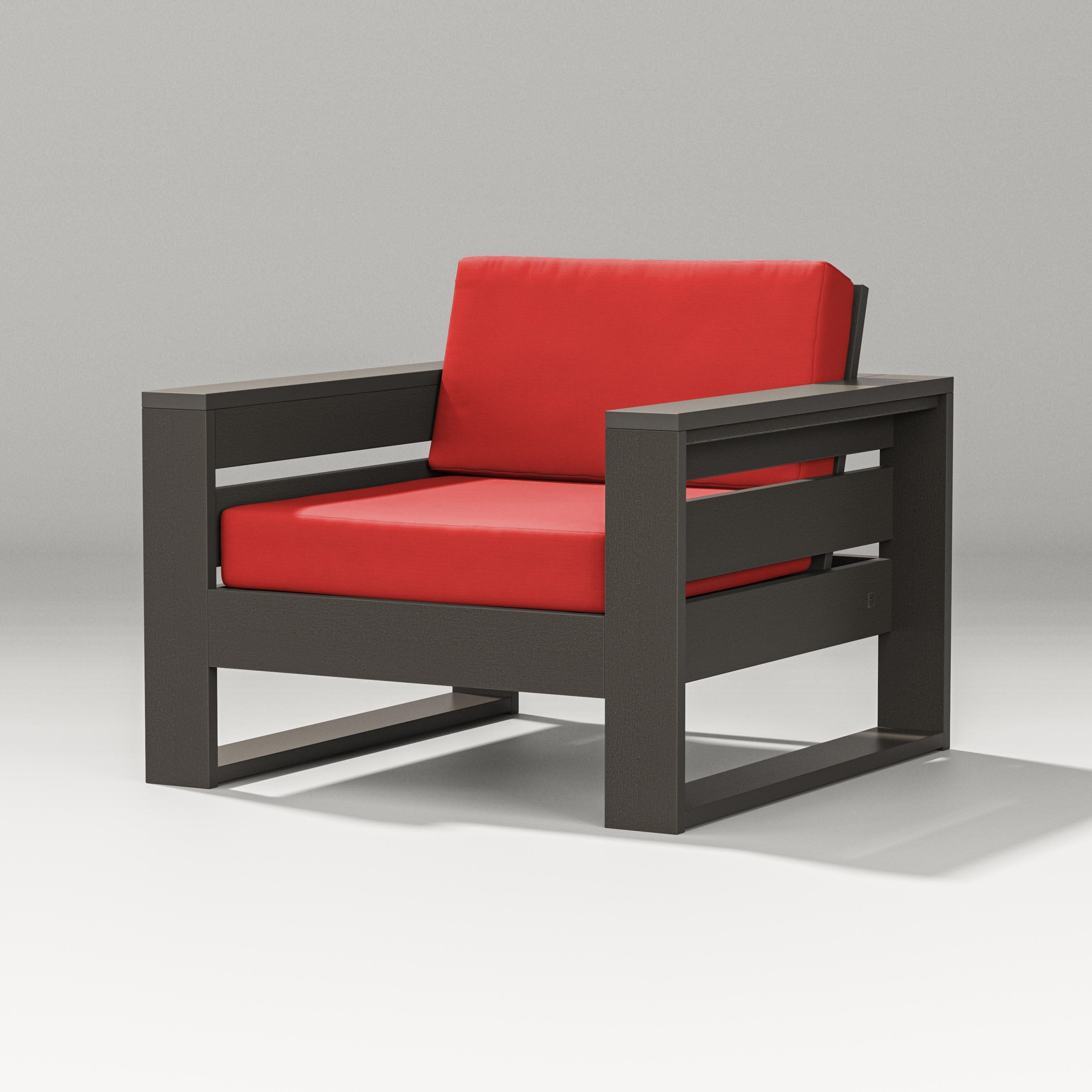 Latitude Lounge Chair in Vintage Coffee / Crimson Linen