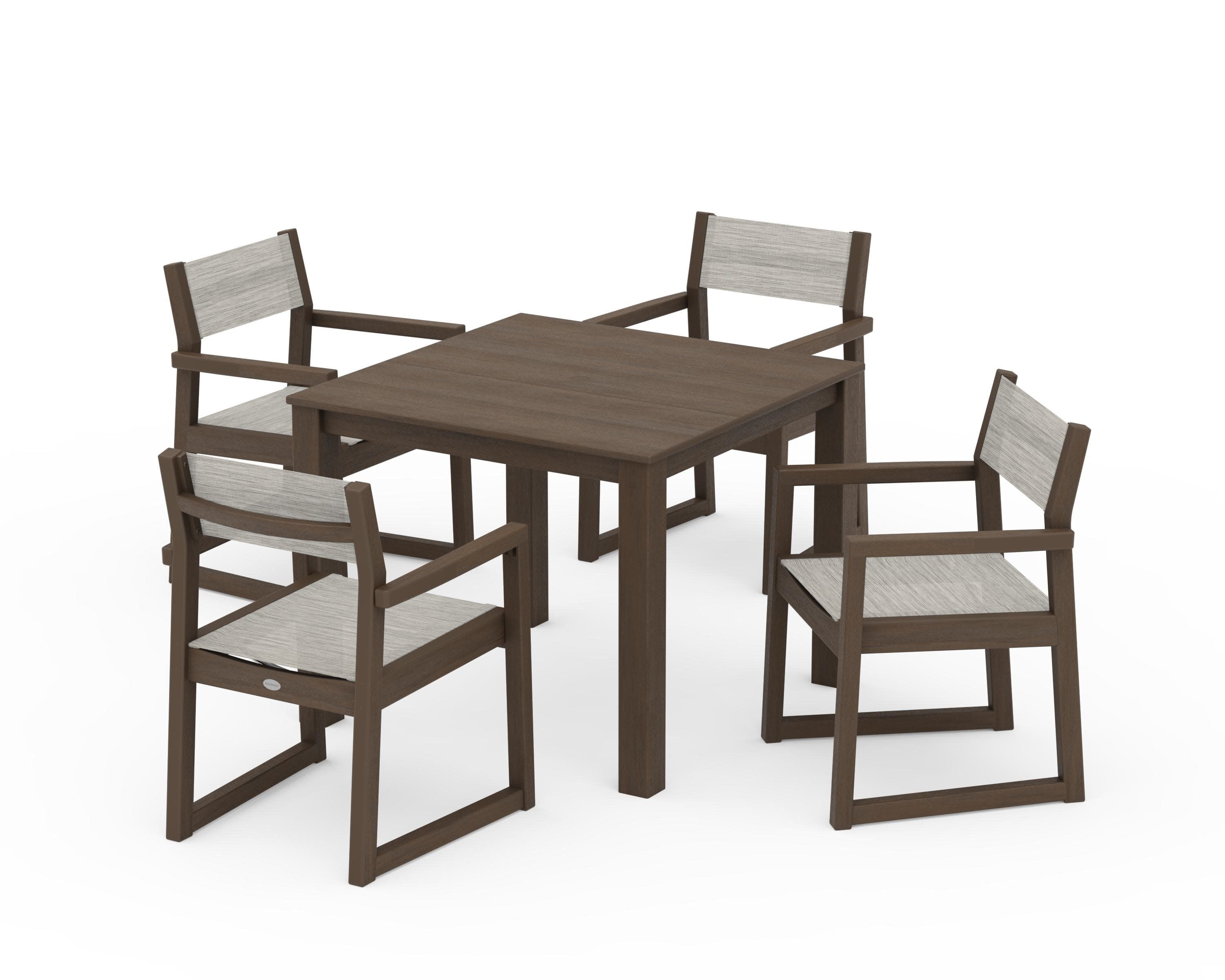 EDGE Sling Arm Chair 5-Piece Parsons Dining Set in Kona / Birch Sling