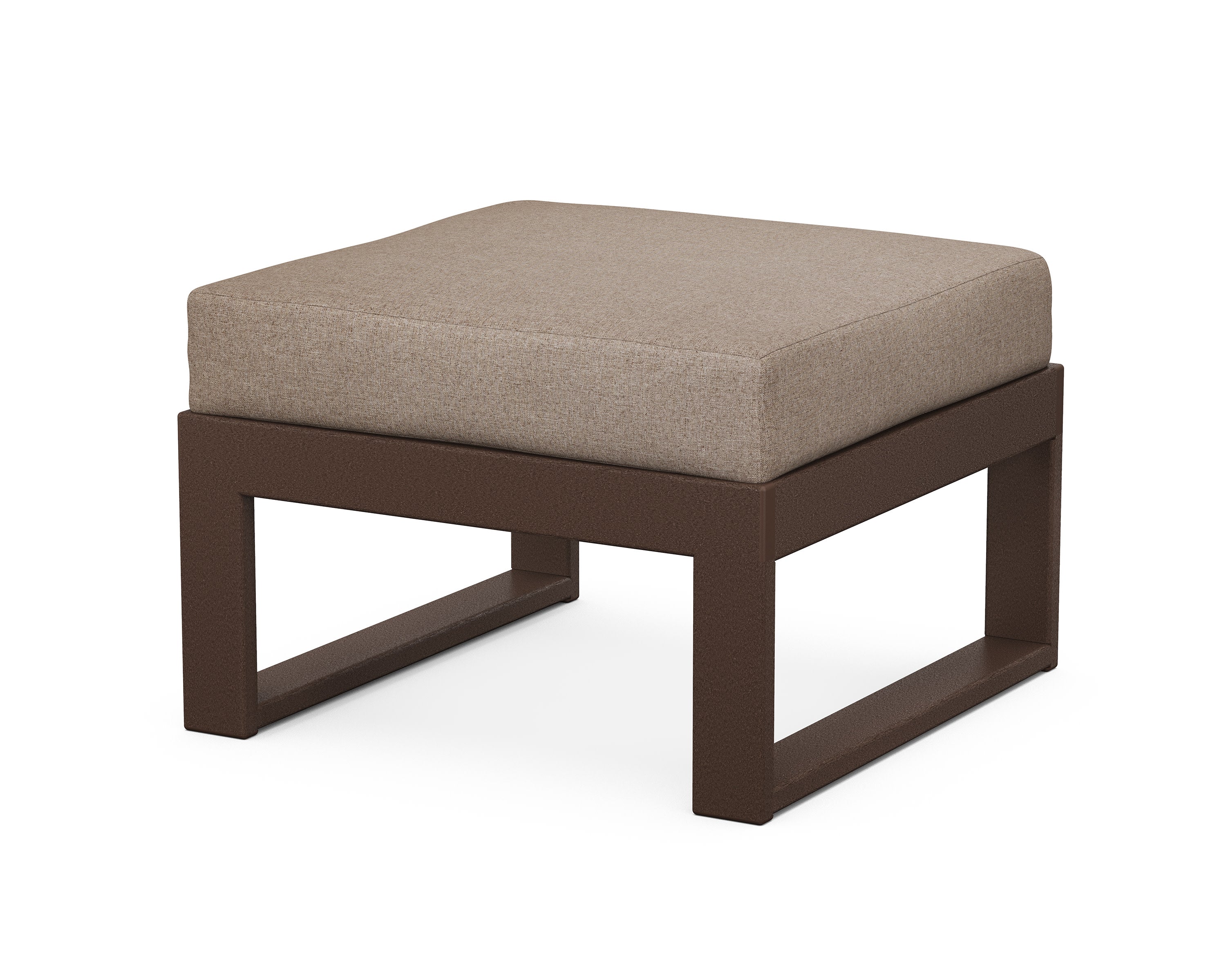 Modular Ottoman - Modern in Mahogany / Spiced Burlap