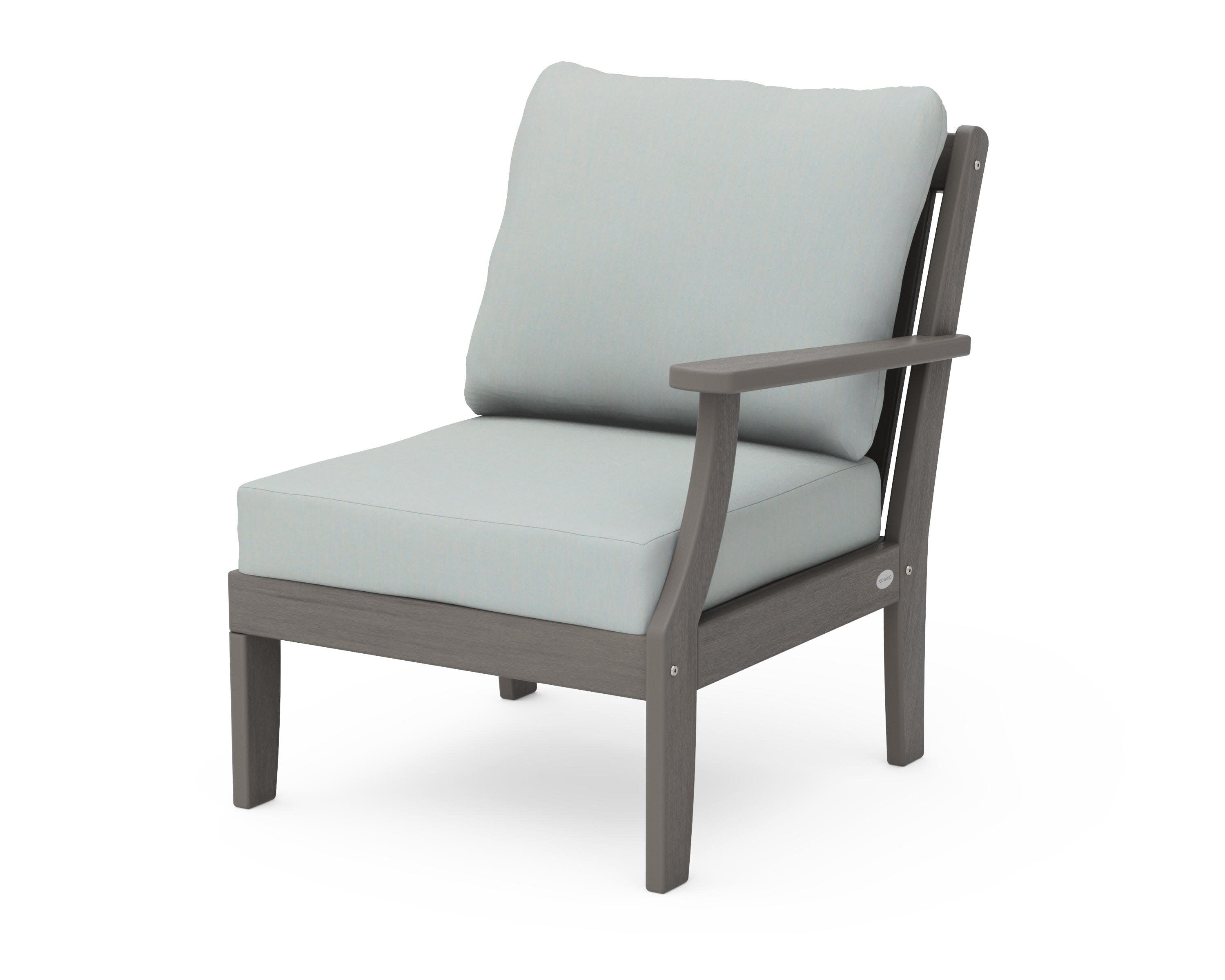 Braxton Modular Right Arm Chair in Driftwood / Spa