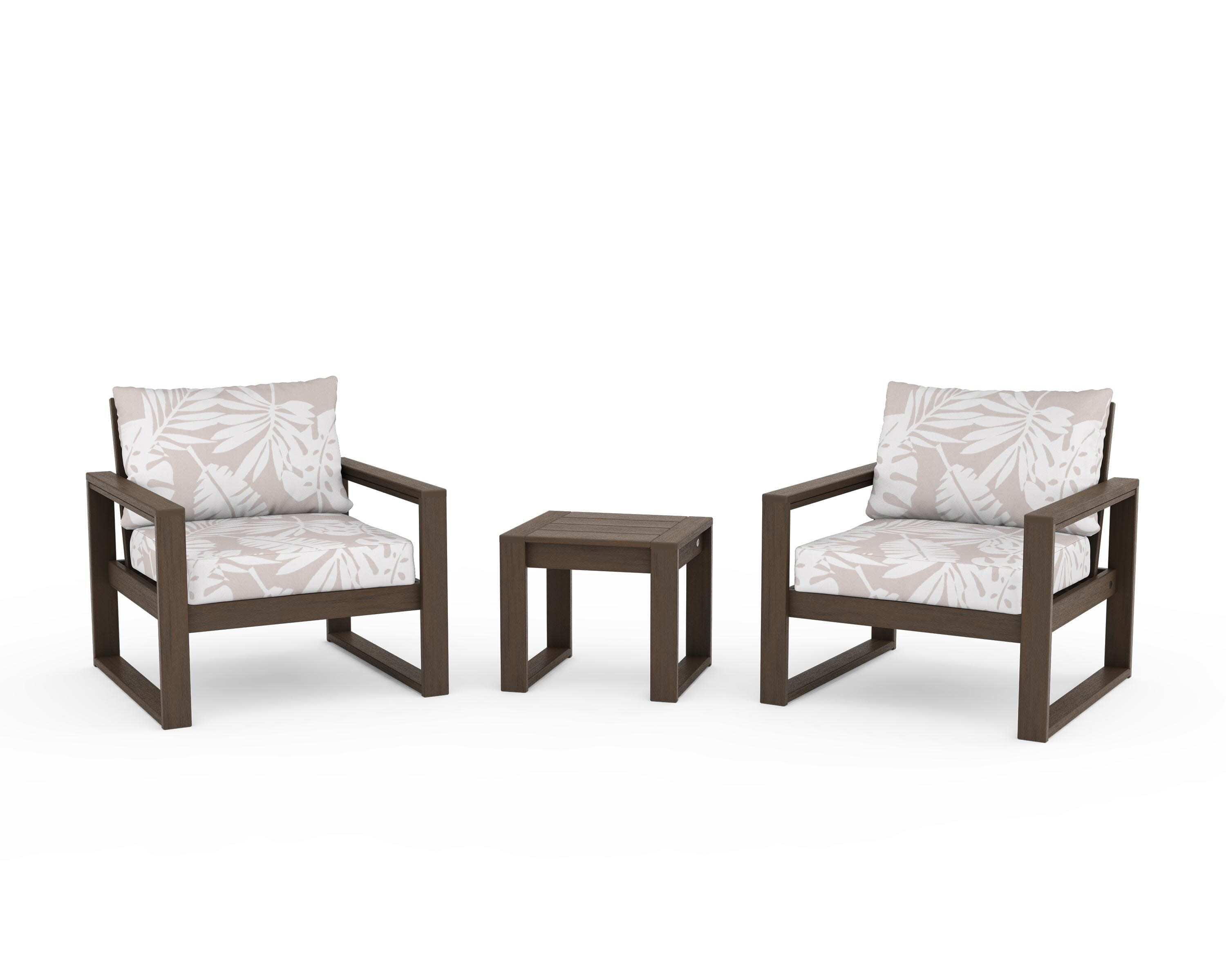 EDGE Sectional 3-Piece Deep Seating Set in Kona / Leaf Dune Burlap