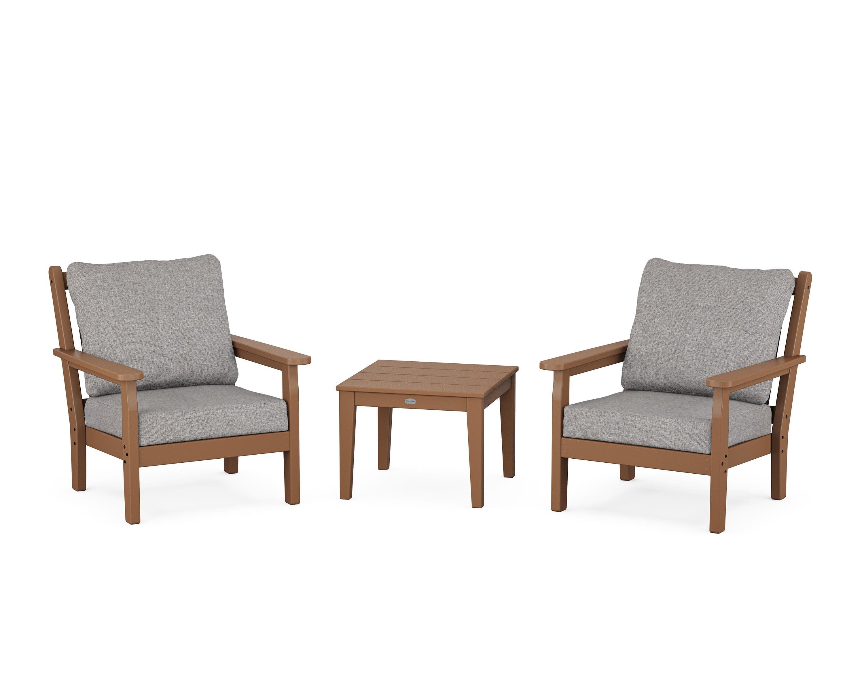 Chippendale 3-Piece Deep Seating Set in Teak / Grey Mist