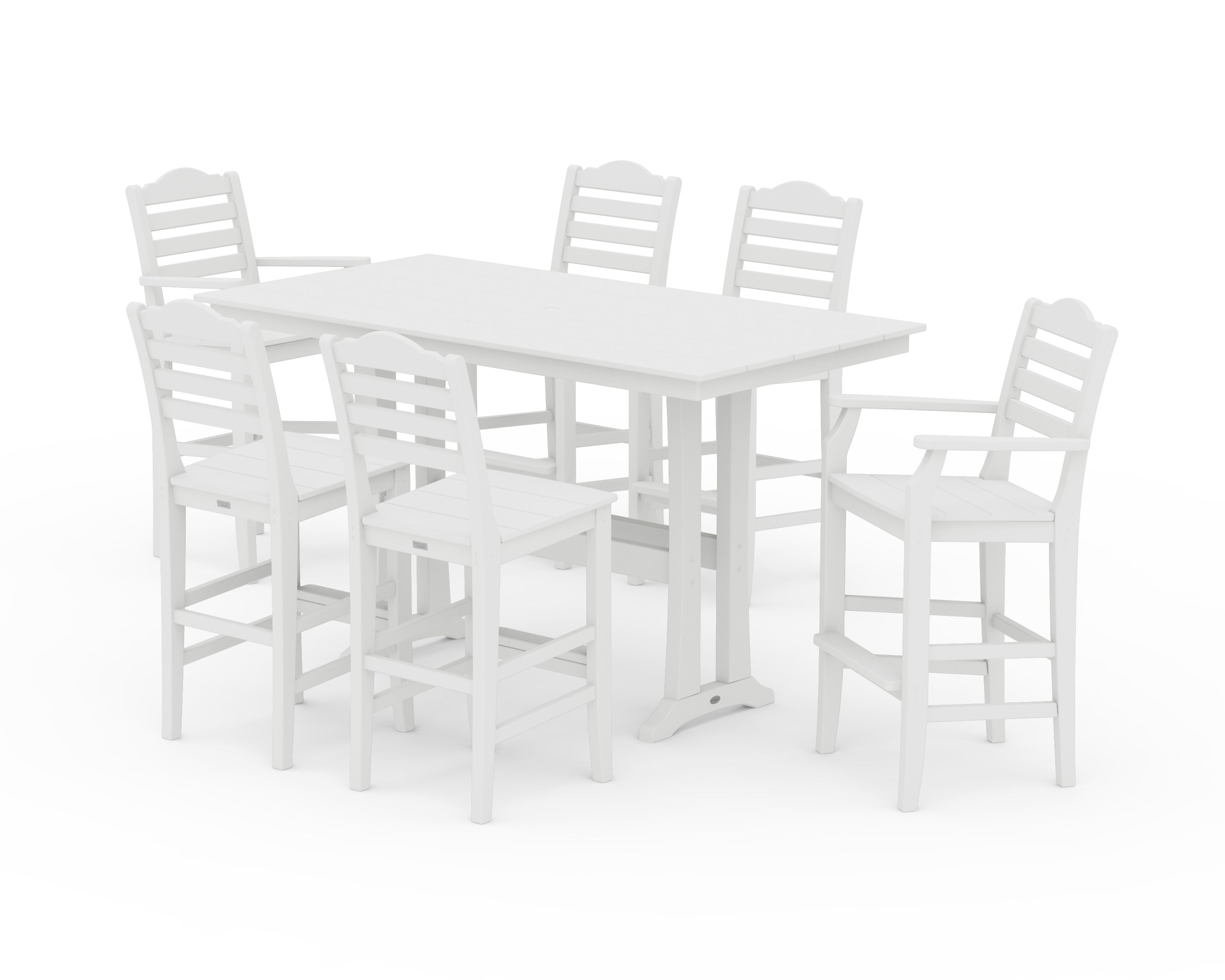 Savannah 7-Piece Farmhouse Bar Set with Trestle Legs in White