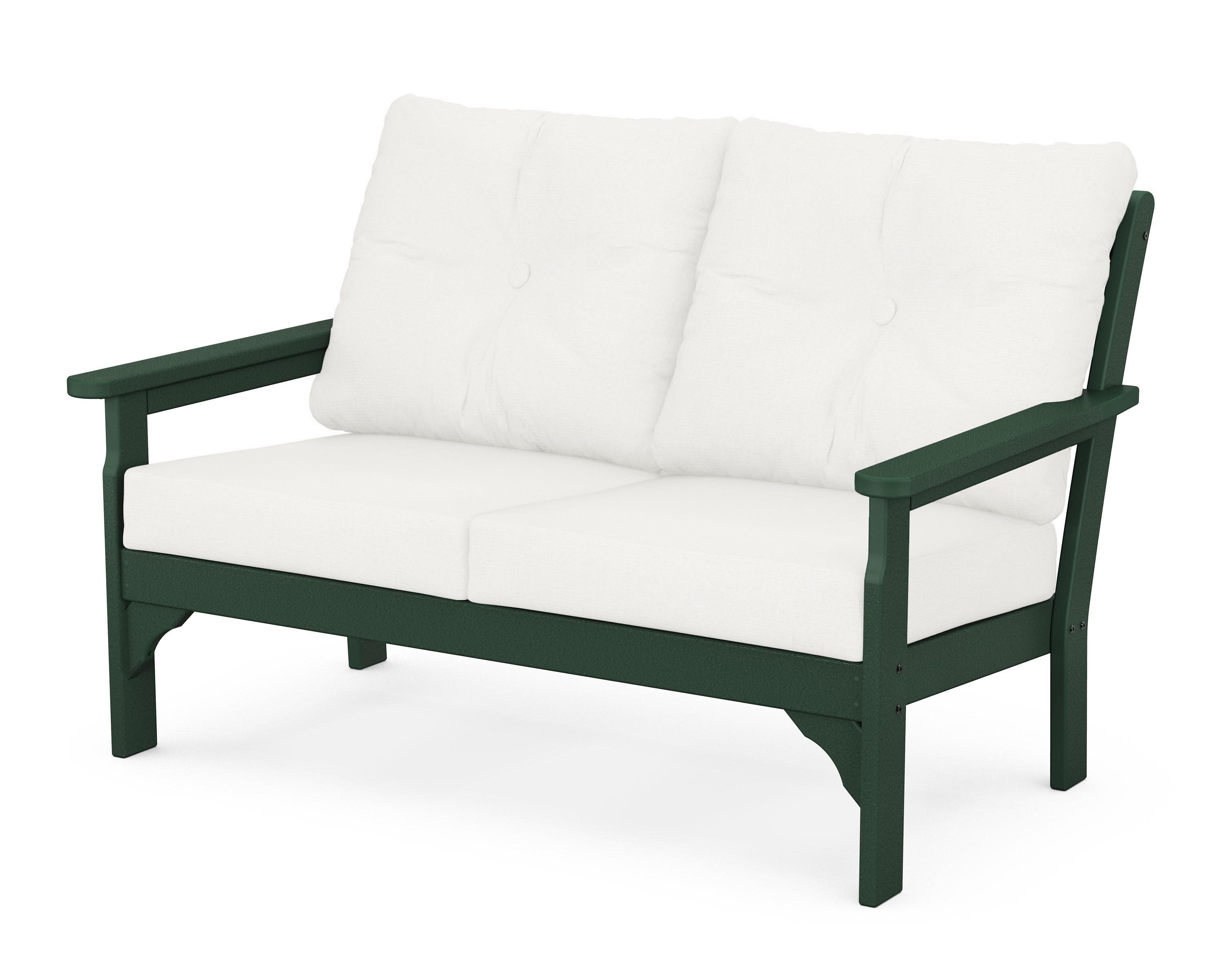 Vineyard Deep Seating Loveseat in Green / Natural Linen