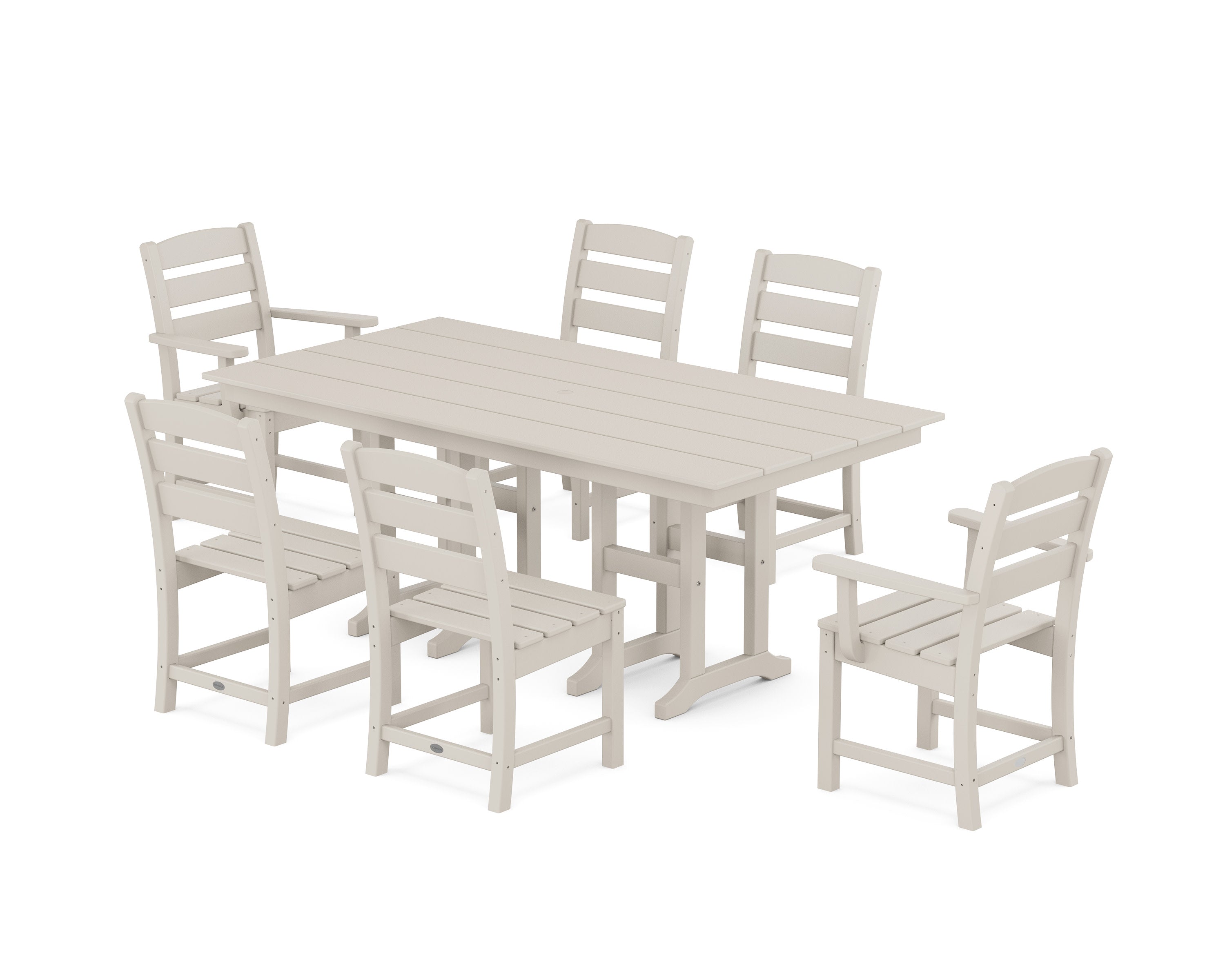 Lakeside 7-Piece Farmhouse Dining Set in Sand