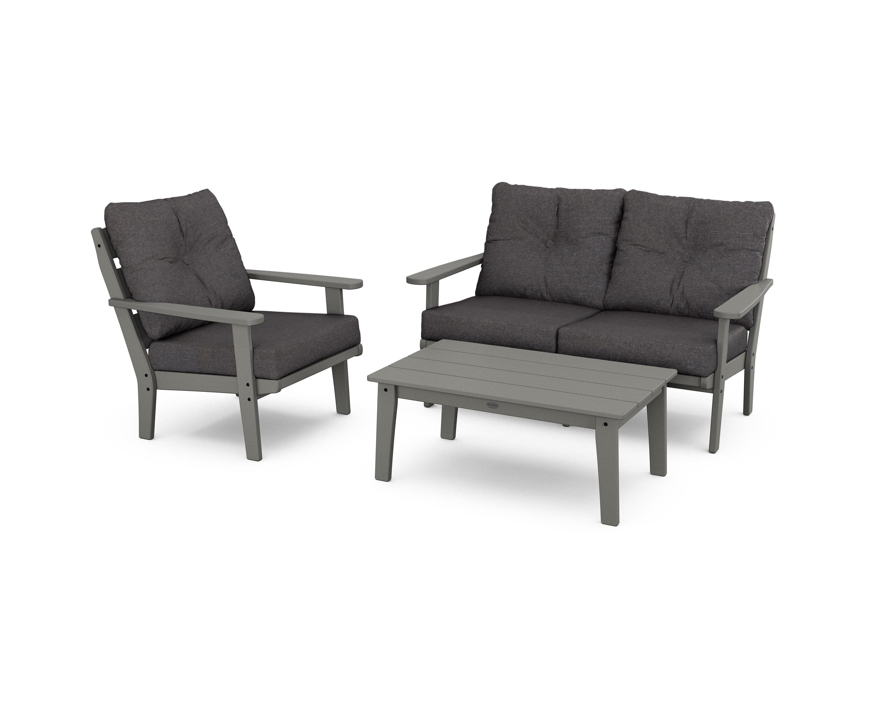 Lakeside 3-Piece Deep Seating Set in Slate Grey / Ash Charcoal