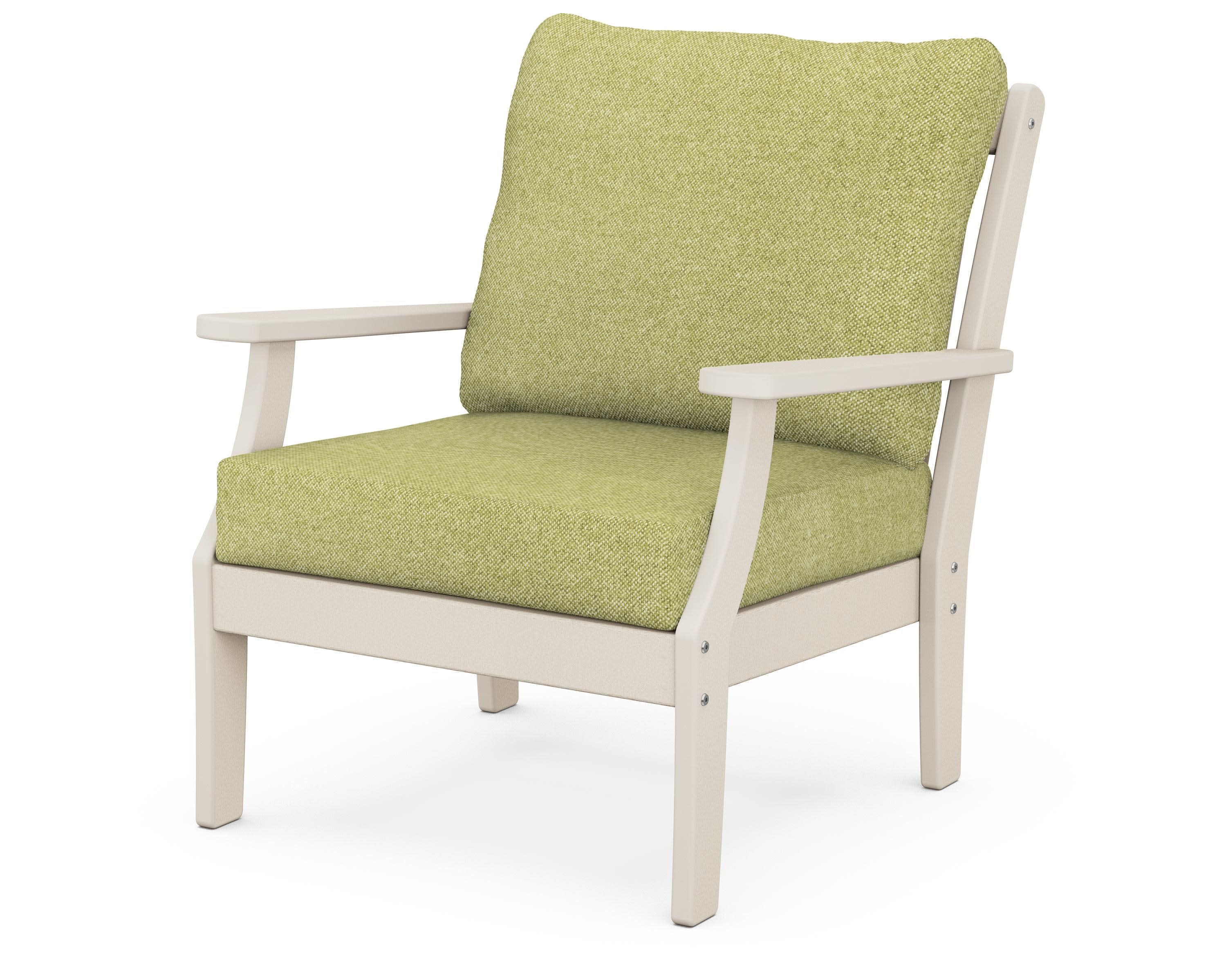 Braxton Deep Seating Chair in Sand / Chartreuse Boucle