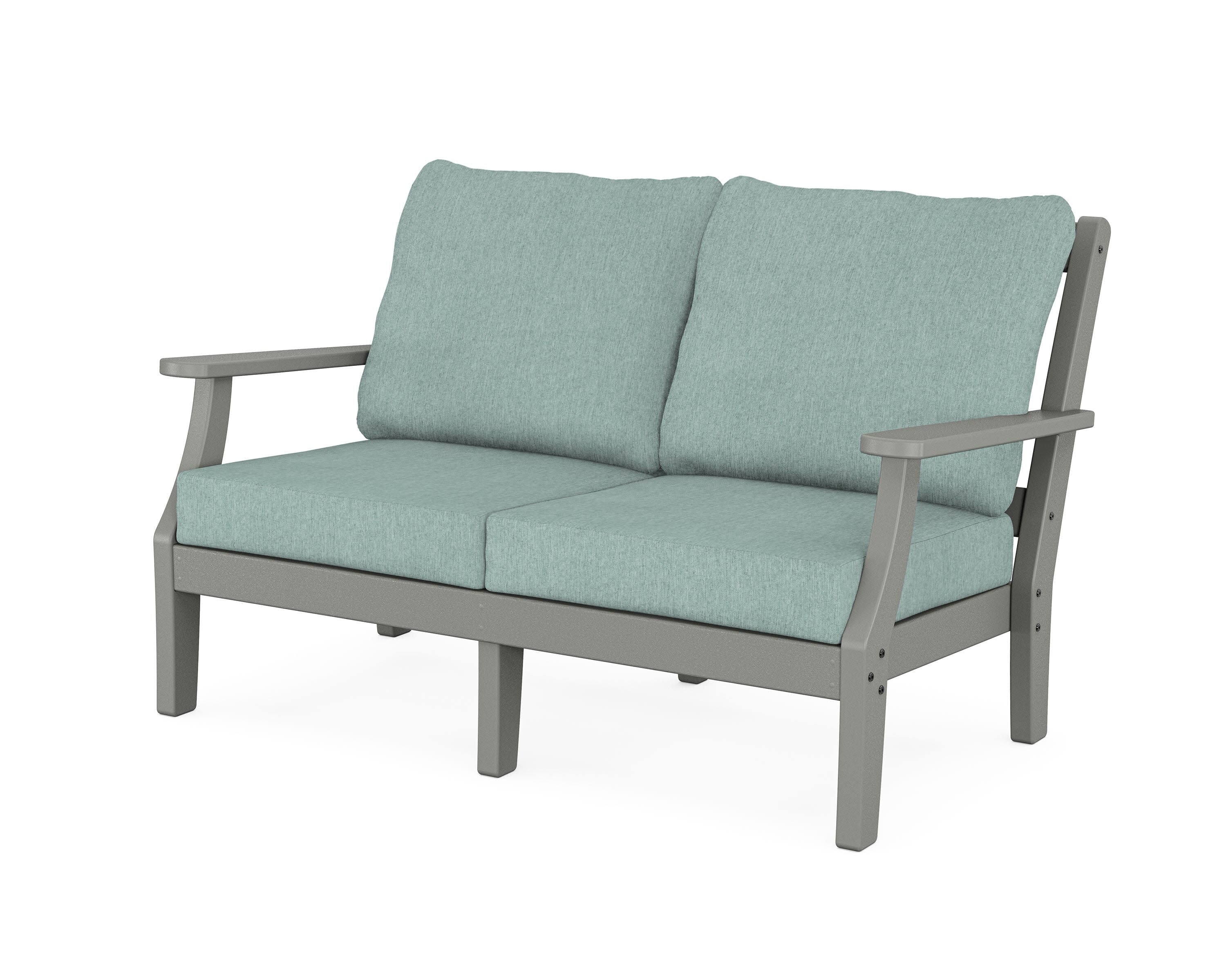 Chinoiserie Deep Seating Loveseat in Slate Grey / Glacier Spa