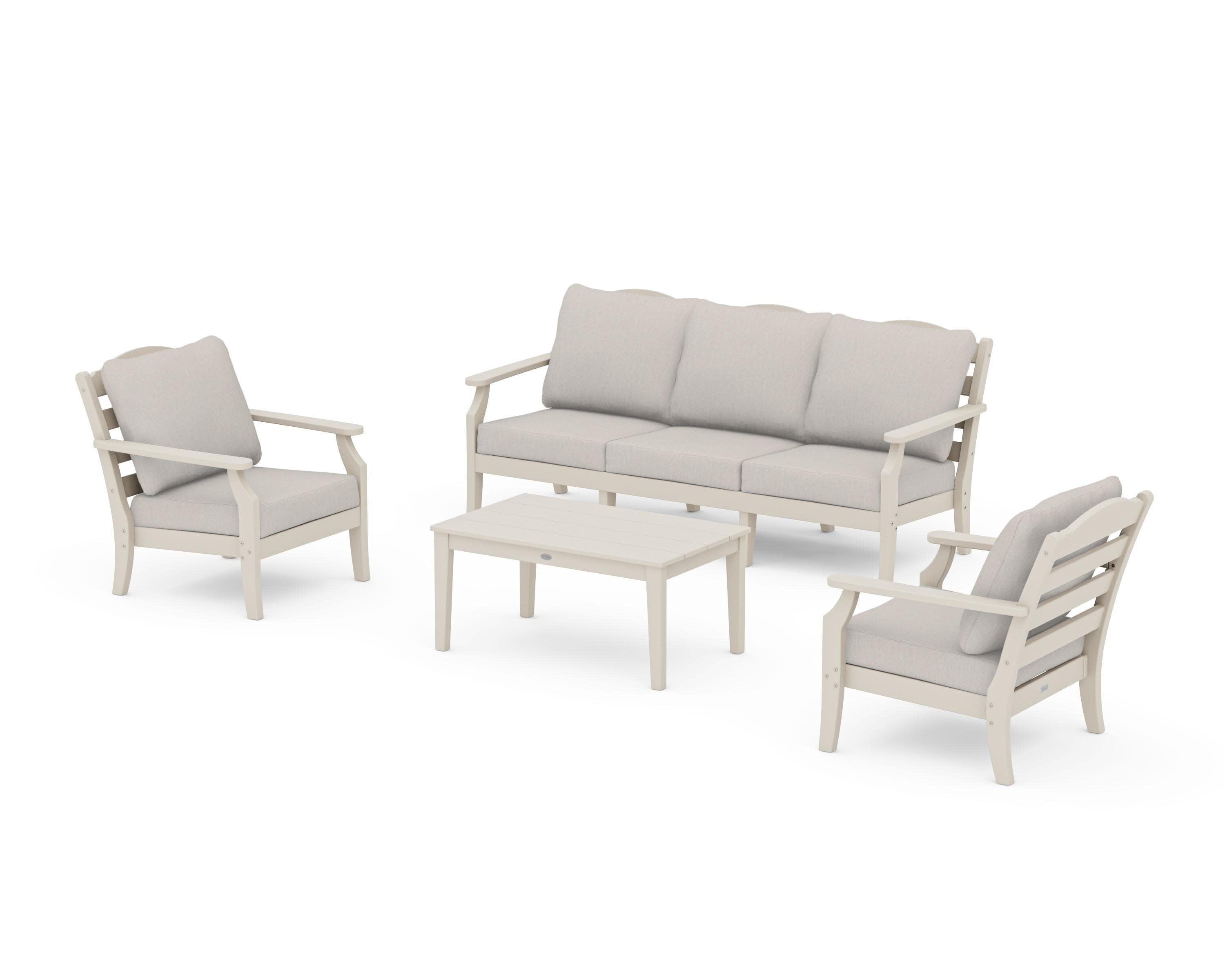Savannah 4-Piece Deep Seating Set with Sofa in Sand / Cast Ash