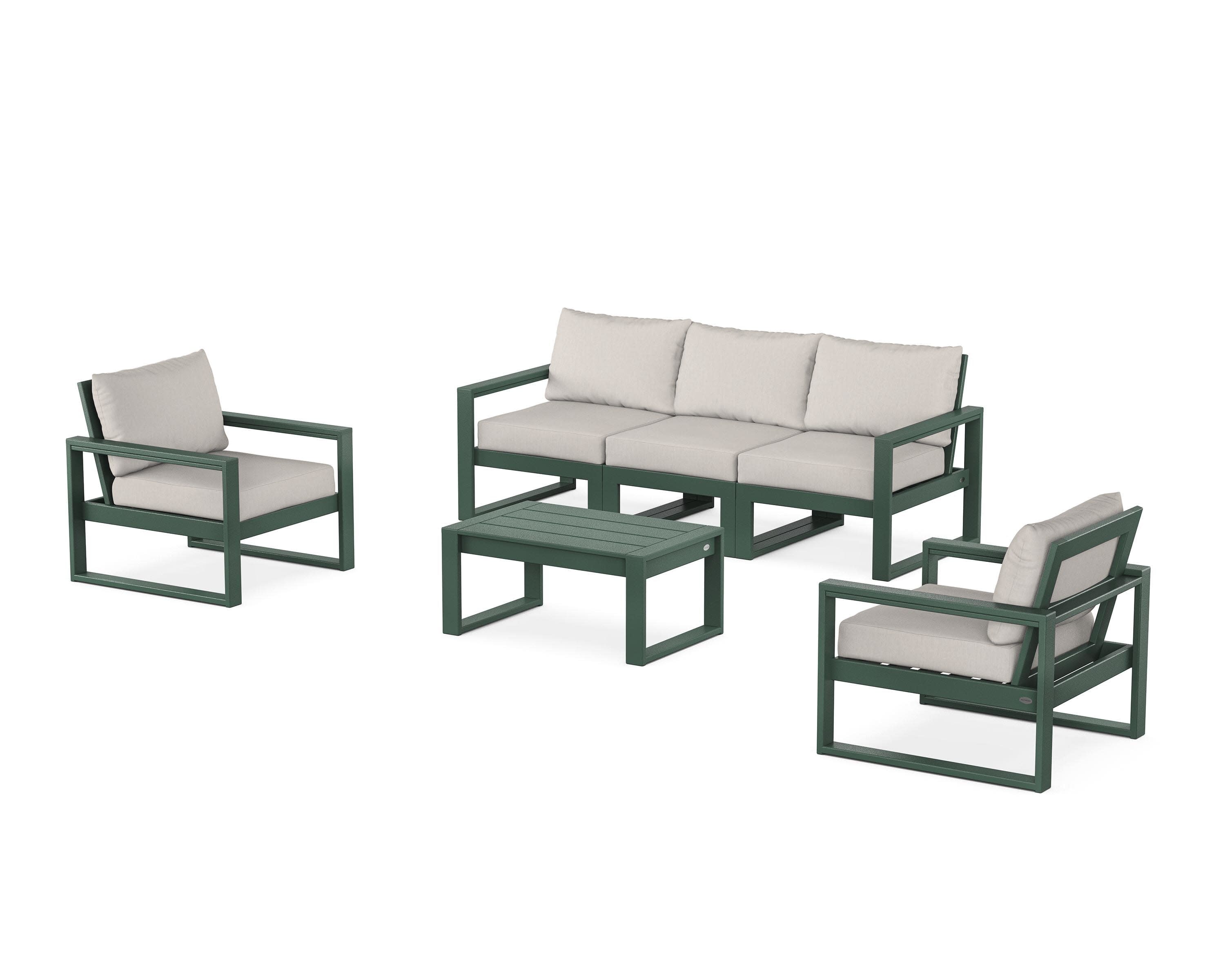 EDGE Sectional 4-Piece Deep Seating Set with Sofa in Green / Cast Ash