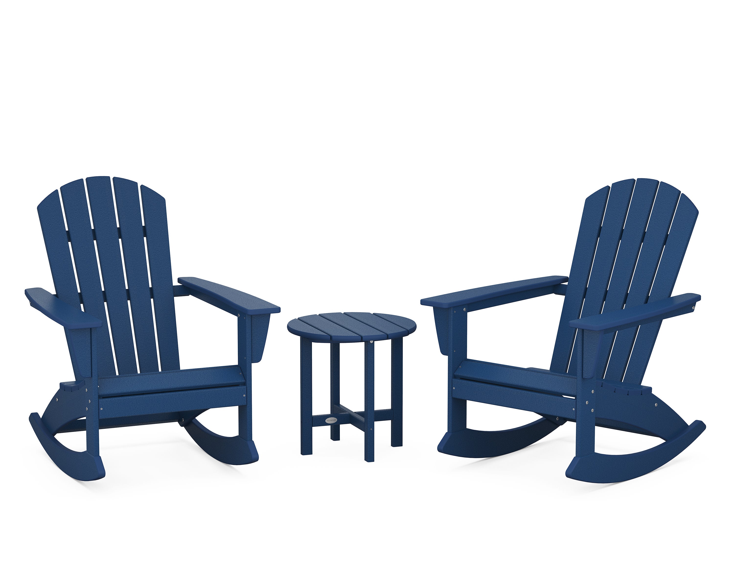 Nautical 3-Piece Adirondack Rocking Chair Set in Navy