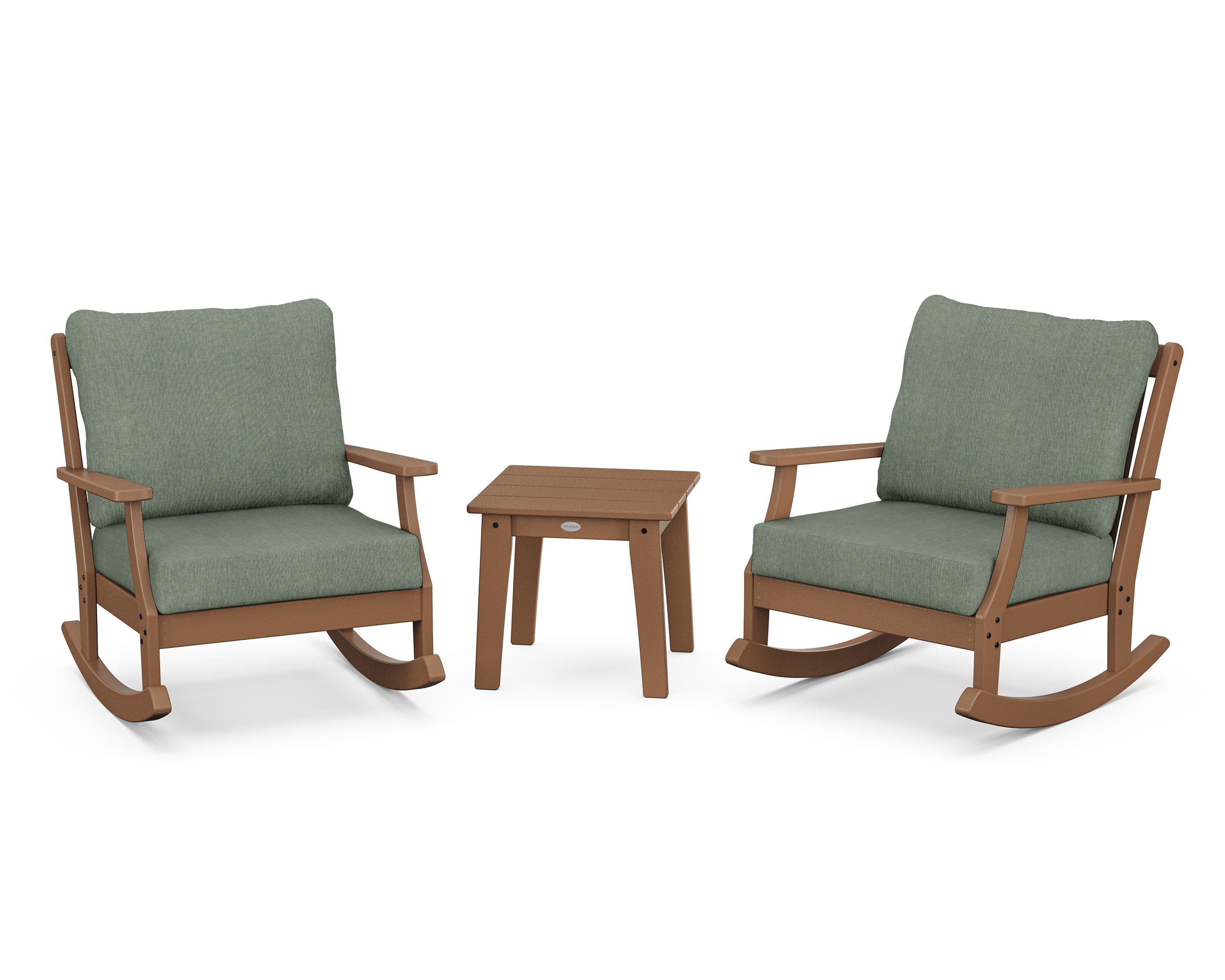 Braxton 3-Piece Deep Seating Rocker Set in Teak / Cast Sage