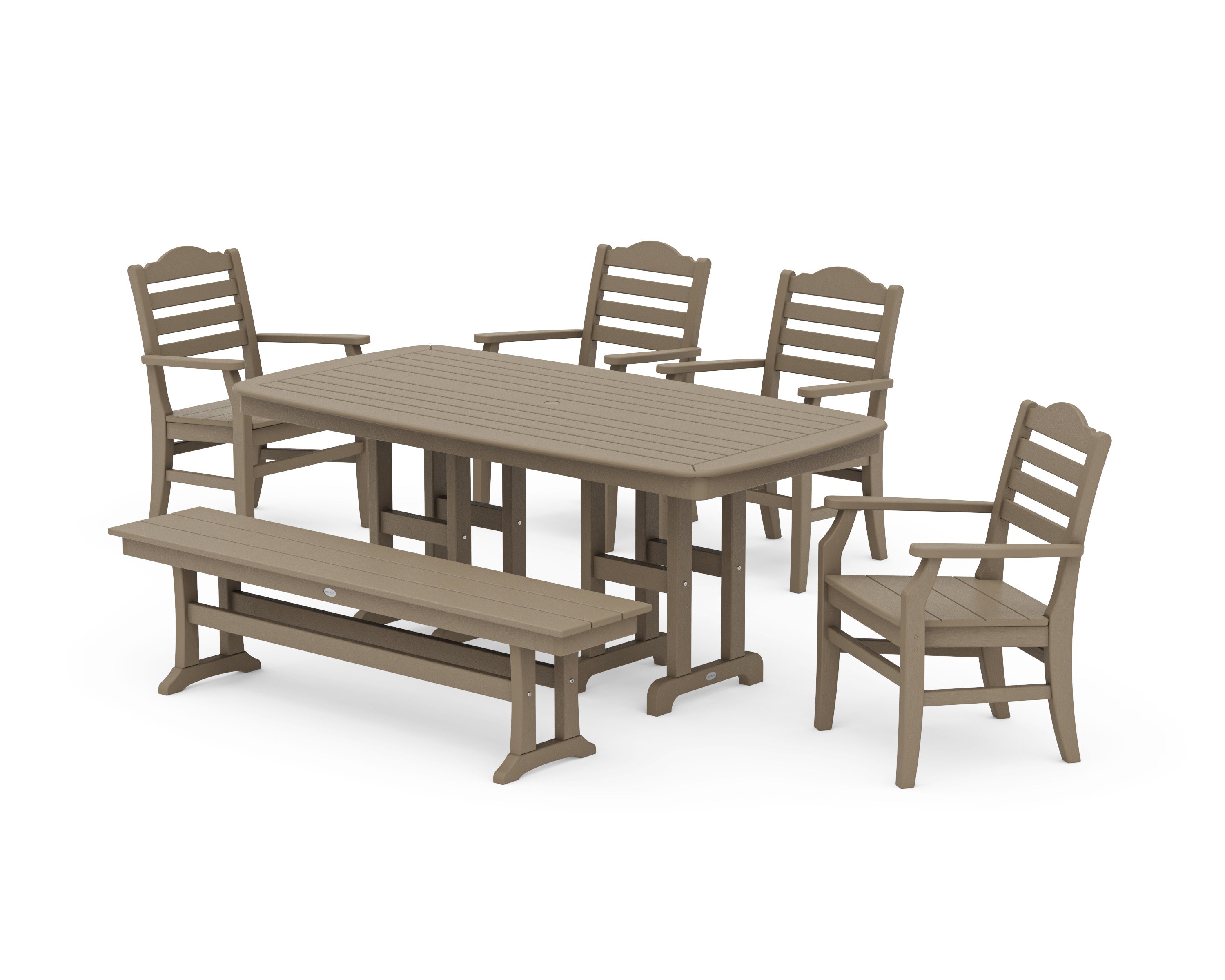 Savannah 6-Piece Farmhouse Dining Set with Bench in Vintage Sahara