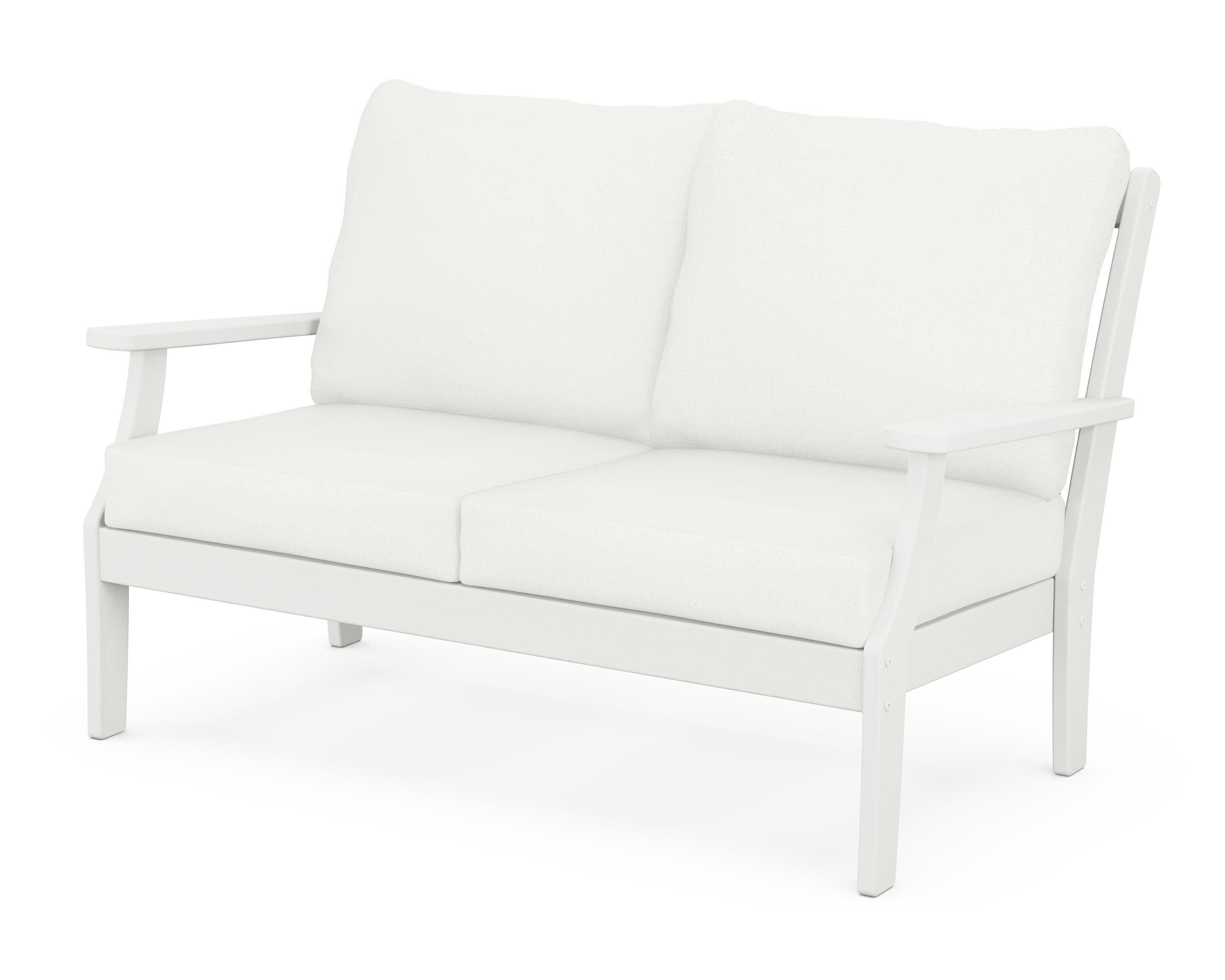 Braxton Deep Seating Loveseat in Vintage White / Natural Linen