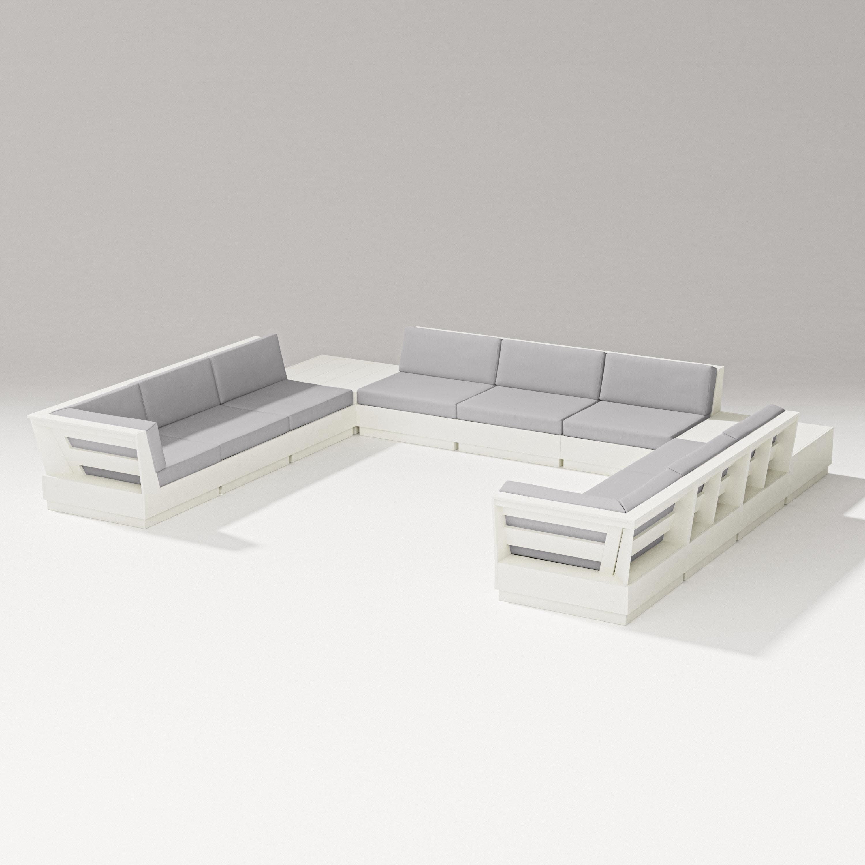 Elevate 11-Piece U-Shaped Sofa Sectional in Vintage White / Granite