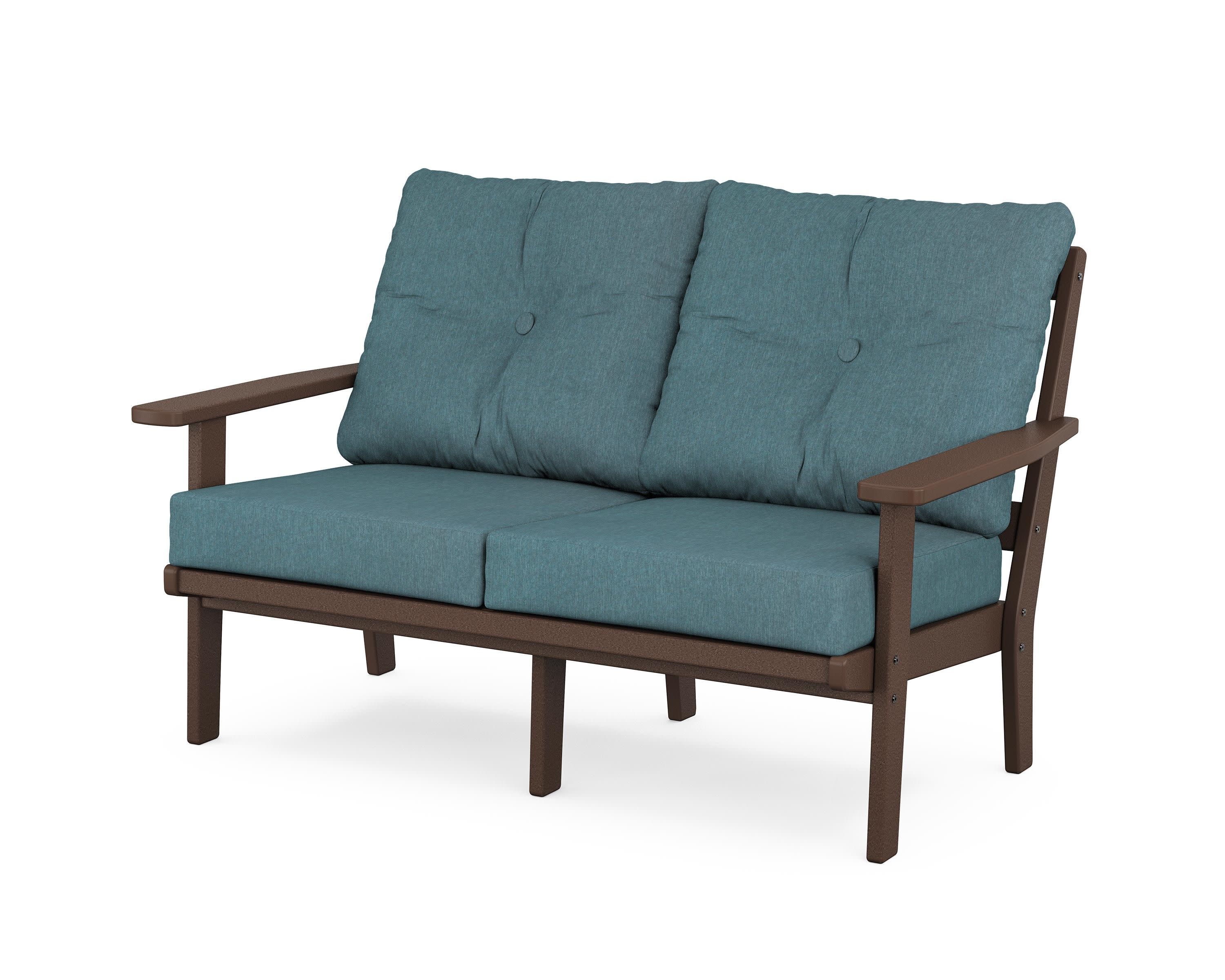 Oxford Deep SeatingLoveseat in Mahogany / Ocean Teal