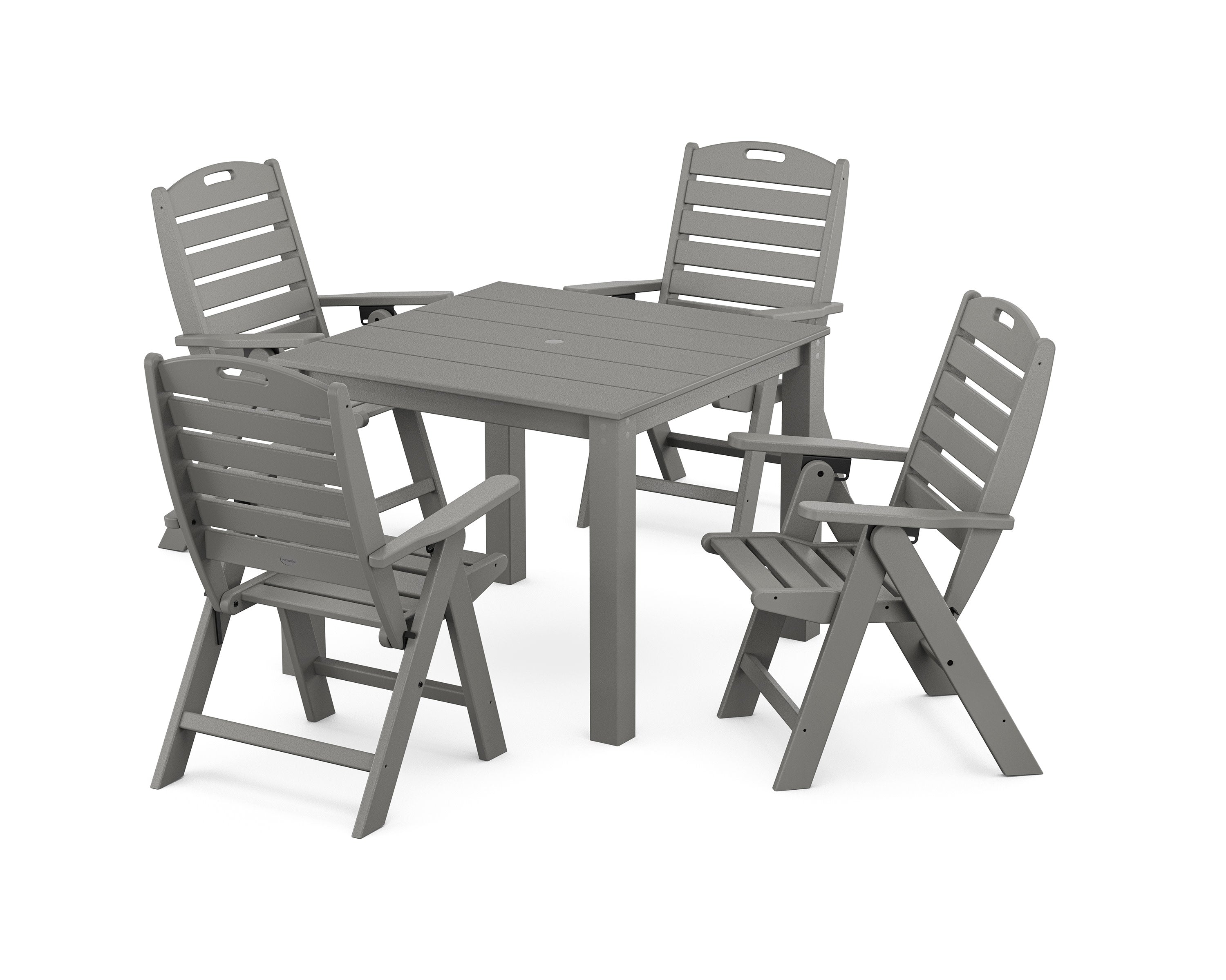 Nautical Folding Highback Chair 5-Piece Parsons Dining Set in Slate Grey
