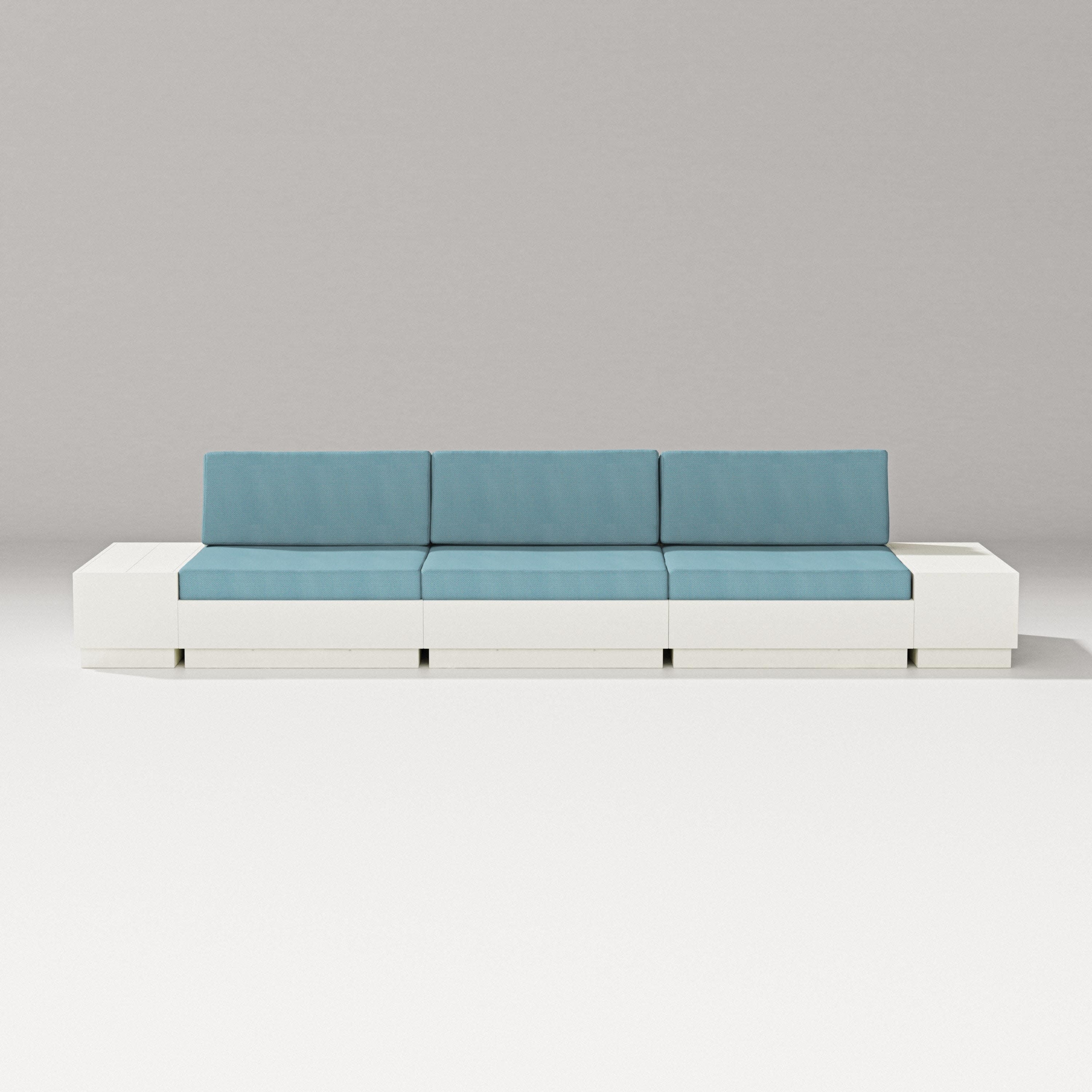 Elevate Straight Sectional in Vintage White / Lattice Sky Blue