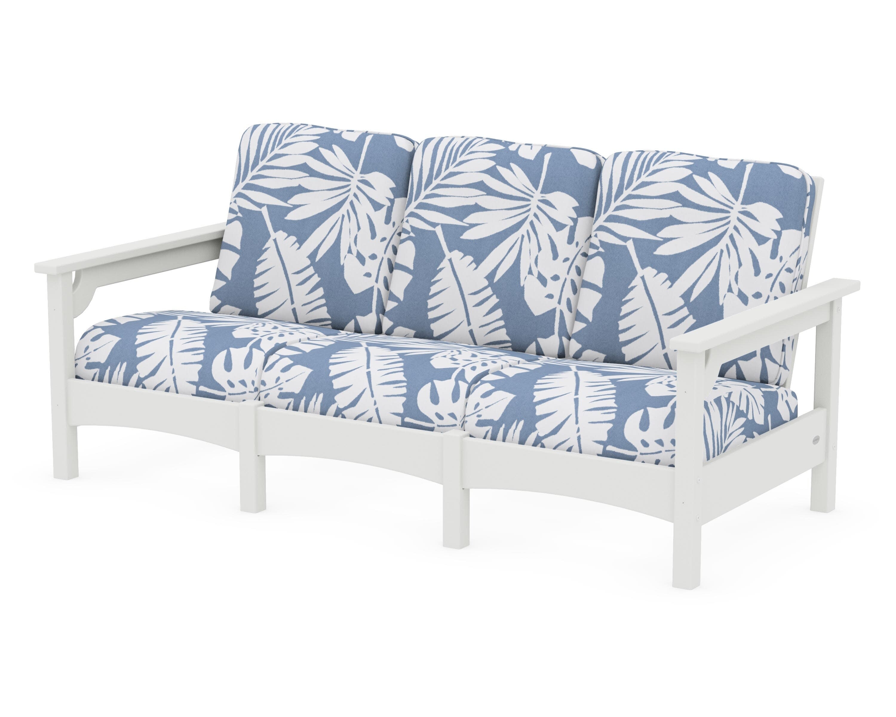 Club Sofa in Vintage White / Leaf Sky Blue