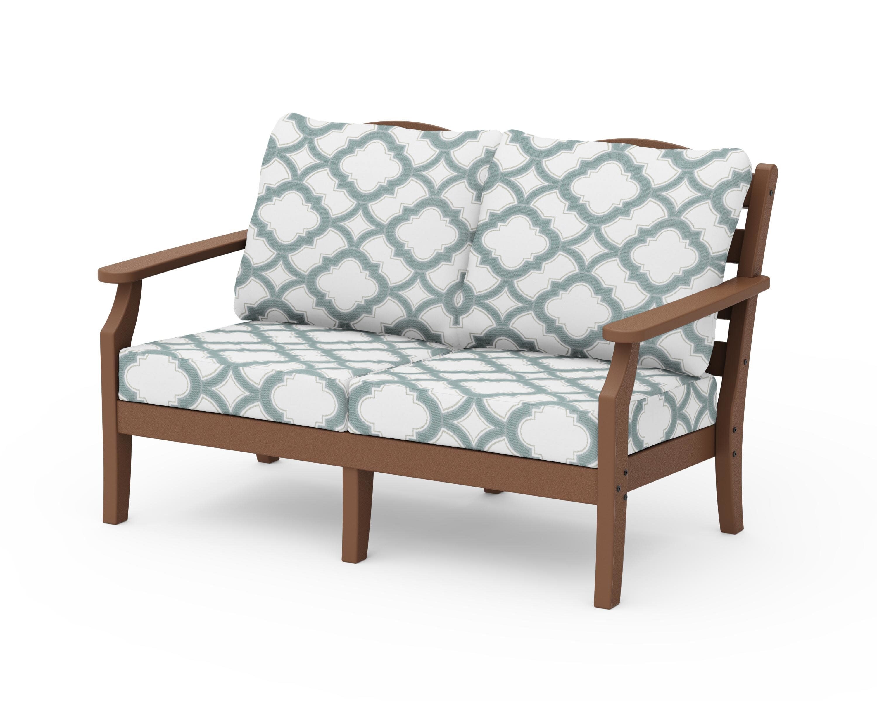 Savannah Deep Seating Loveseat in Teak / Trellis Glacier Spa