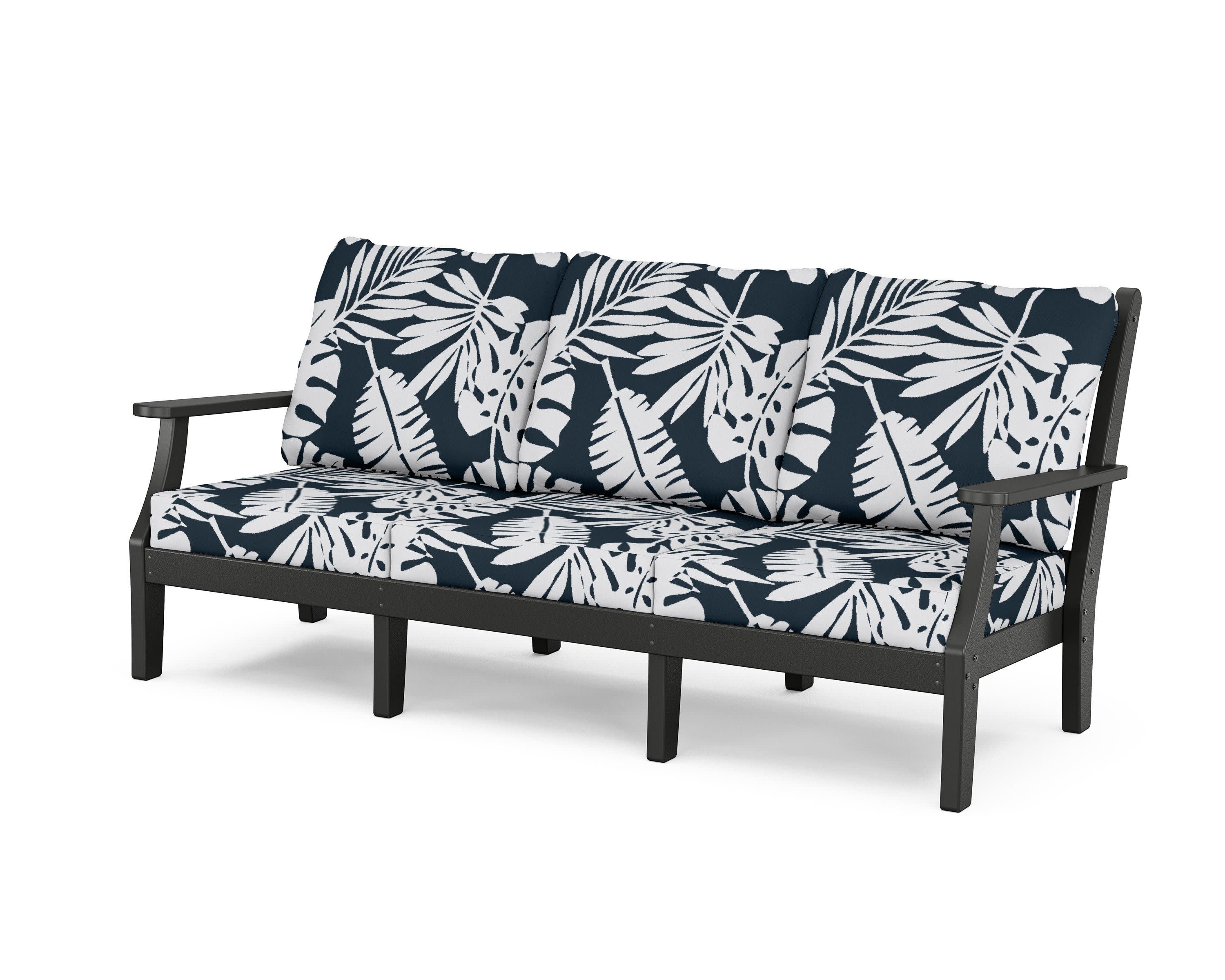 Wovendale Deep Seating Sofa in Black / Leaf Marine Indigo