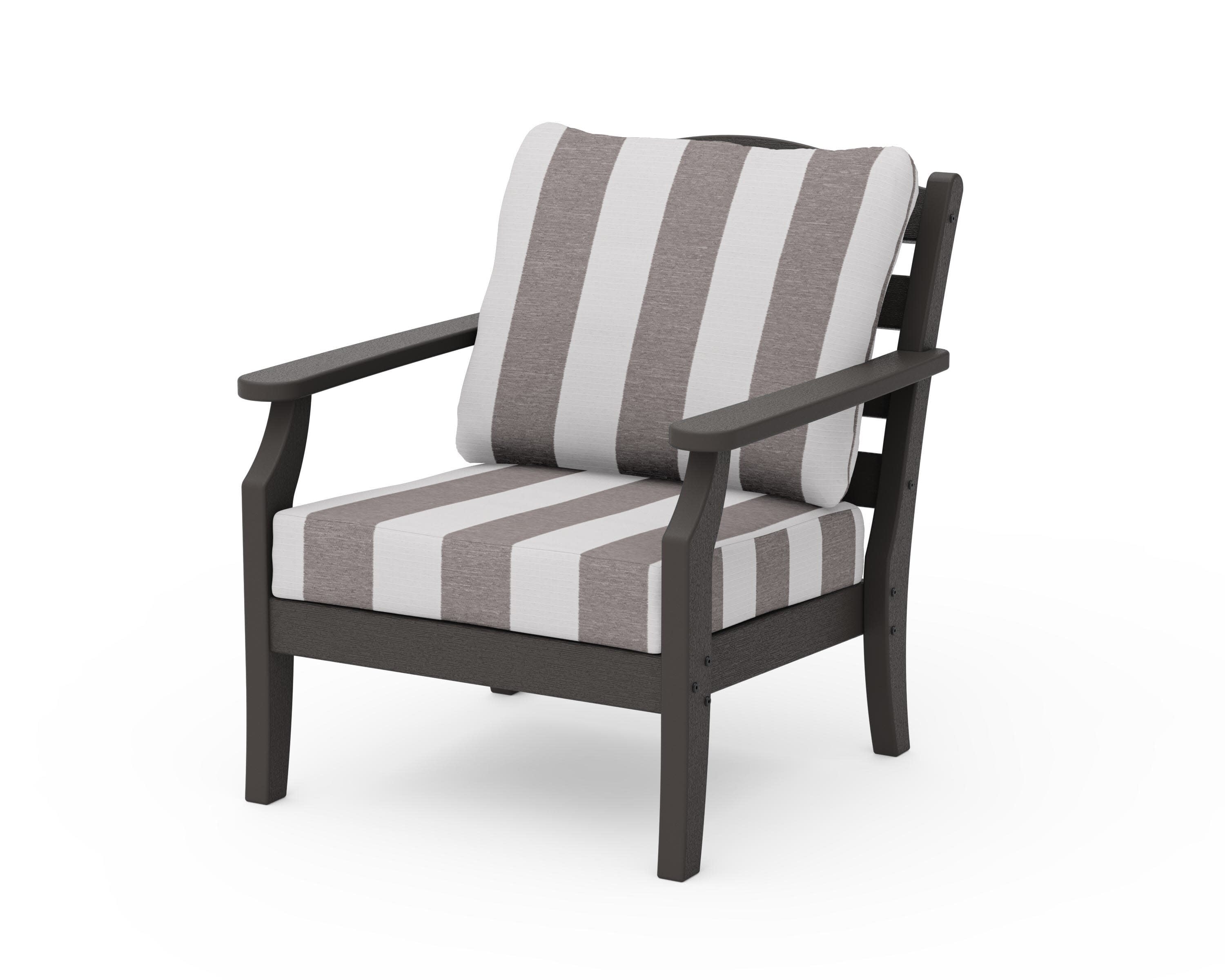 Savannah Deep Seating Chair in Vintage Coffee / Cabana Stripe Grey Mist