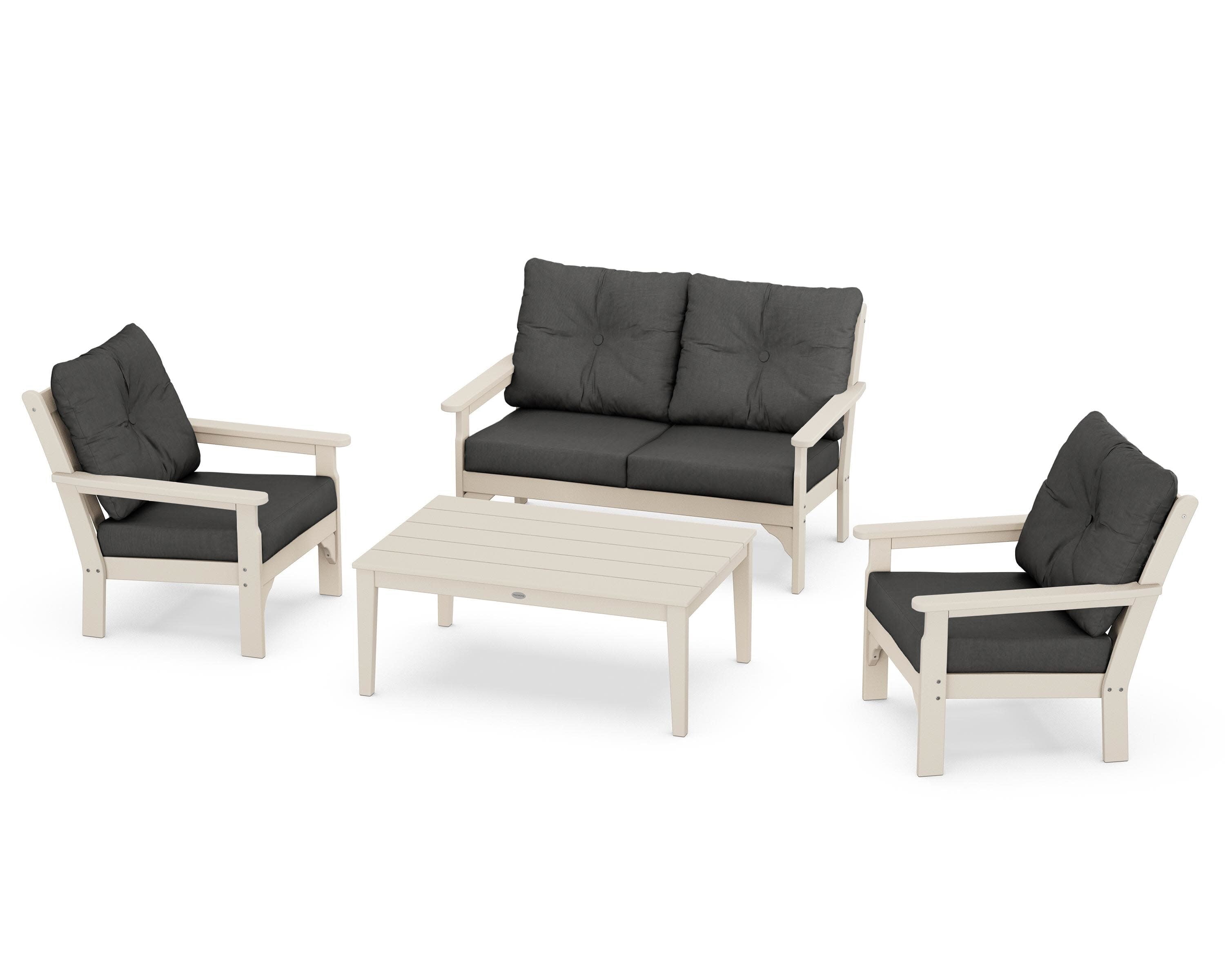 Vineyard 4-Piece Deep Seating Set in Sand / Spectrum Carbon