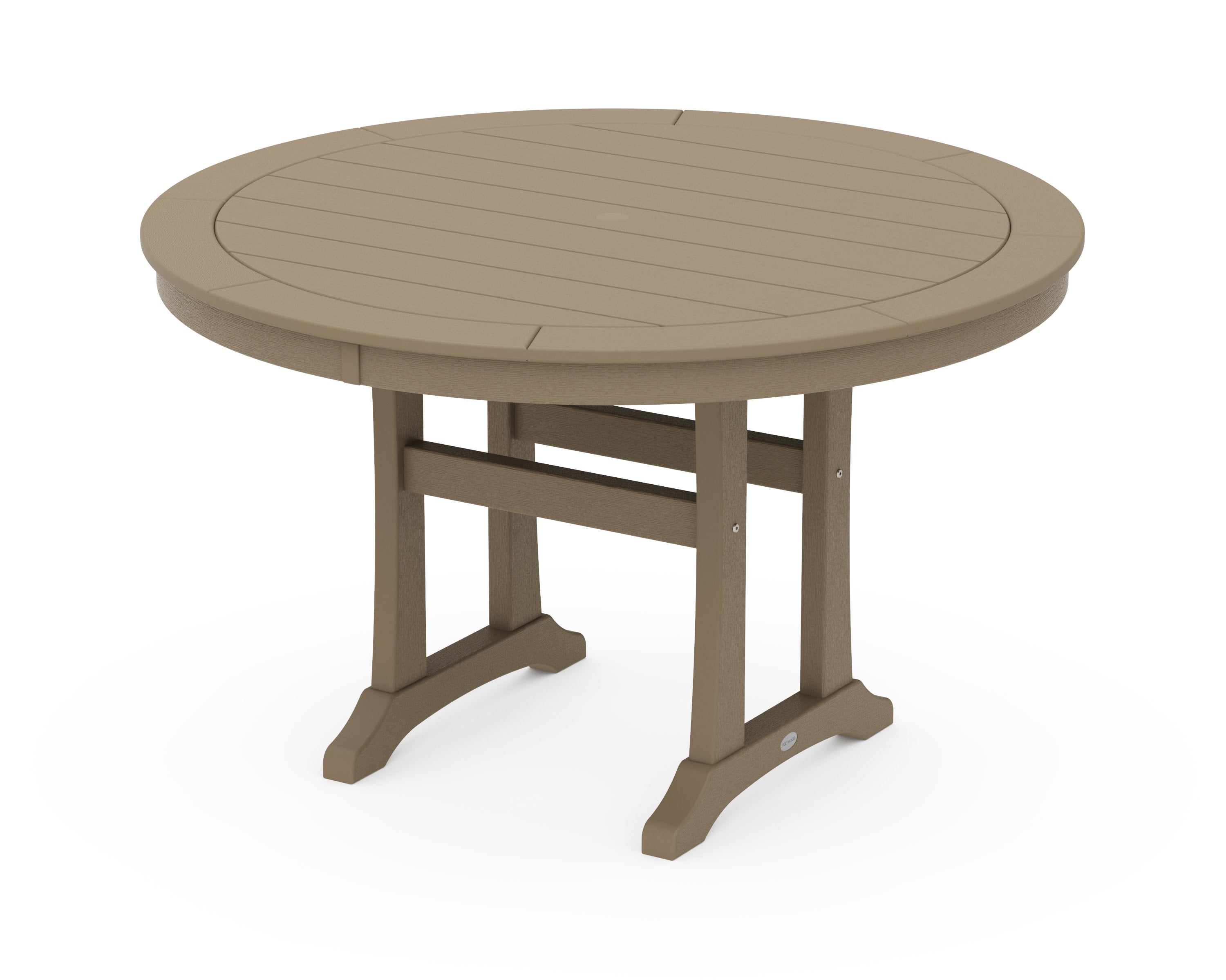 Nautical Trestle 48" Round Dining Table in Vintage Sahara