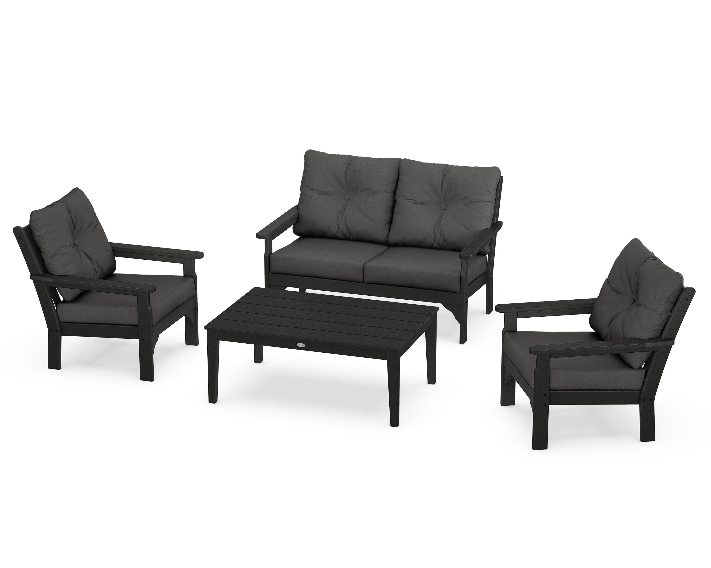 Vineyard 4-Piece Deep Seating Set in Black / Spectrum Carbon