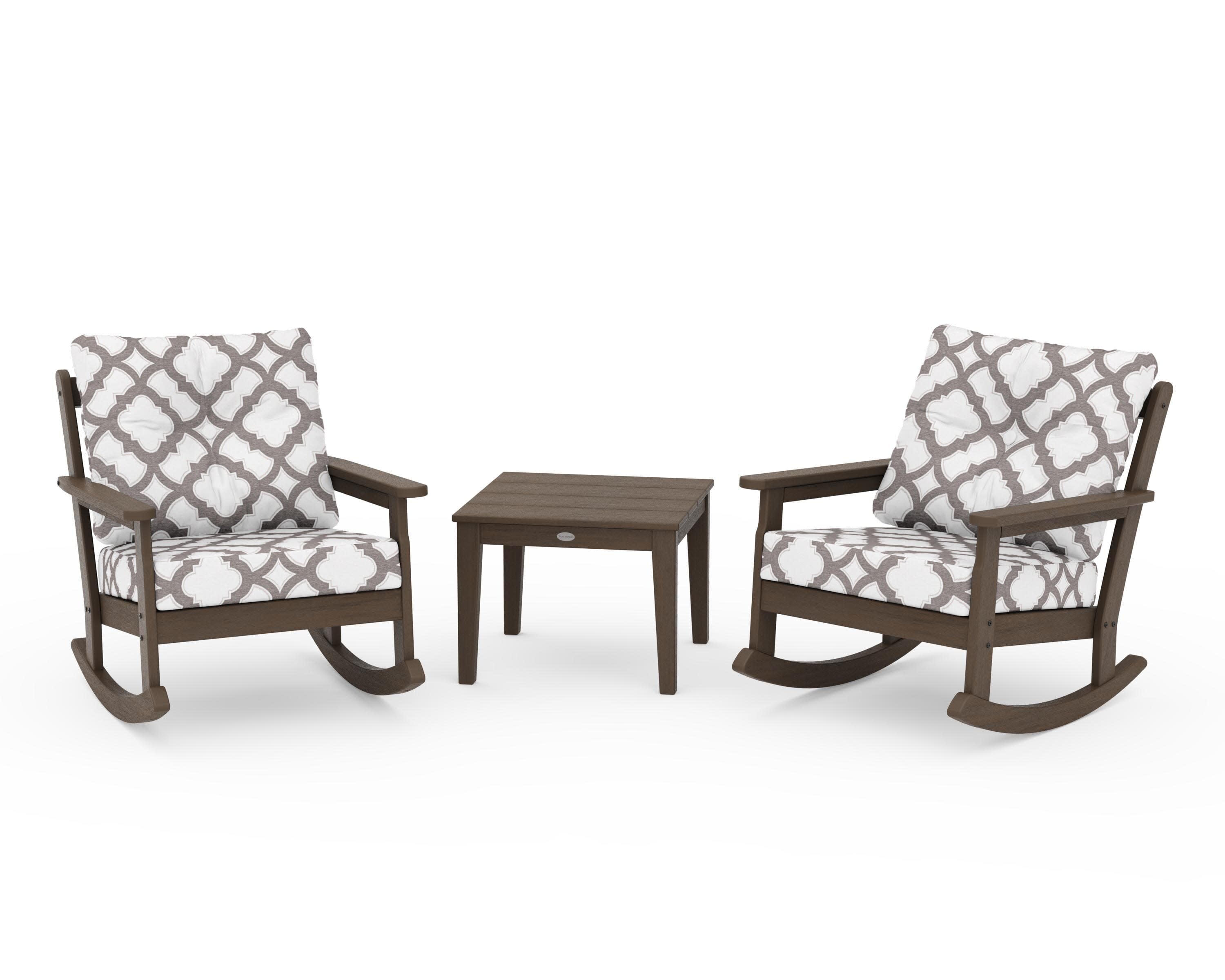Vineyard 3-Piece Deep Seating Rocker Set in Kona / Trellis Grey Mist