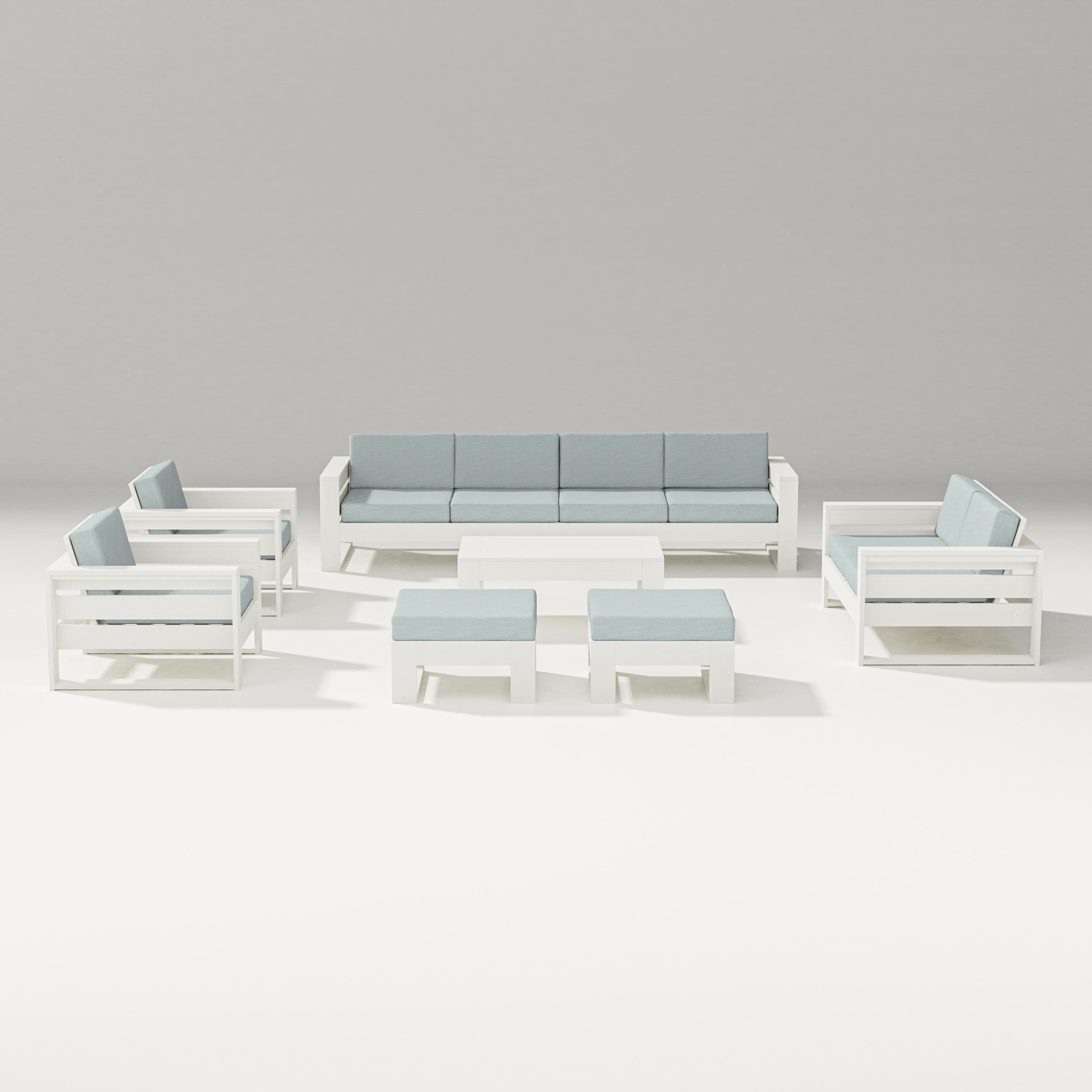 Latitude 8-Piece Lounge Sofa Set in Vintage White / Soothe Mist