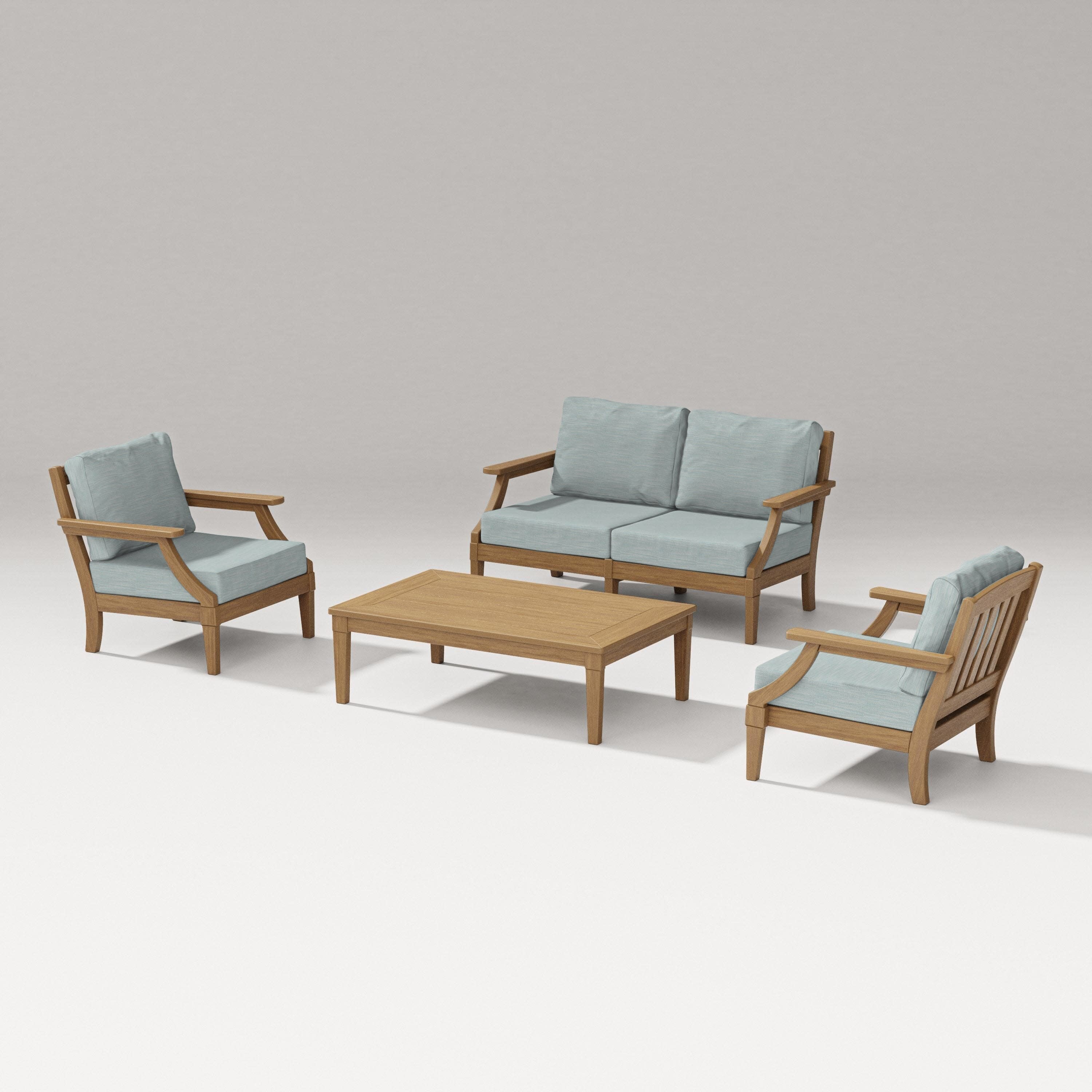 Estate Lounge 4-Piece Loveseat Set in Natural / Soothe Mist