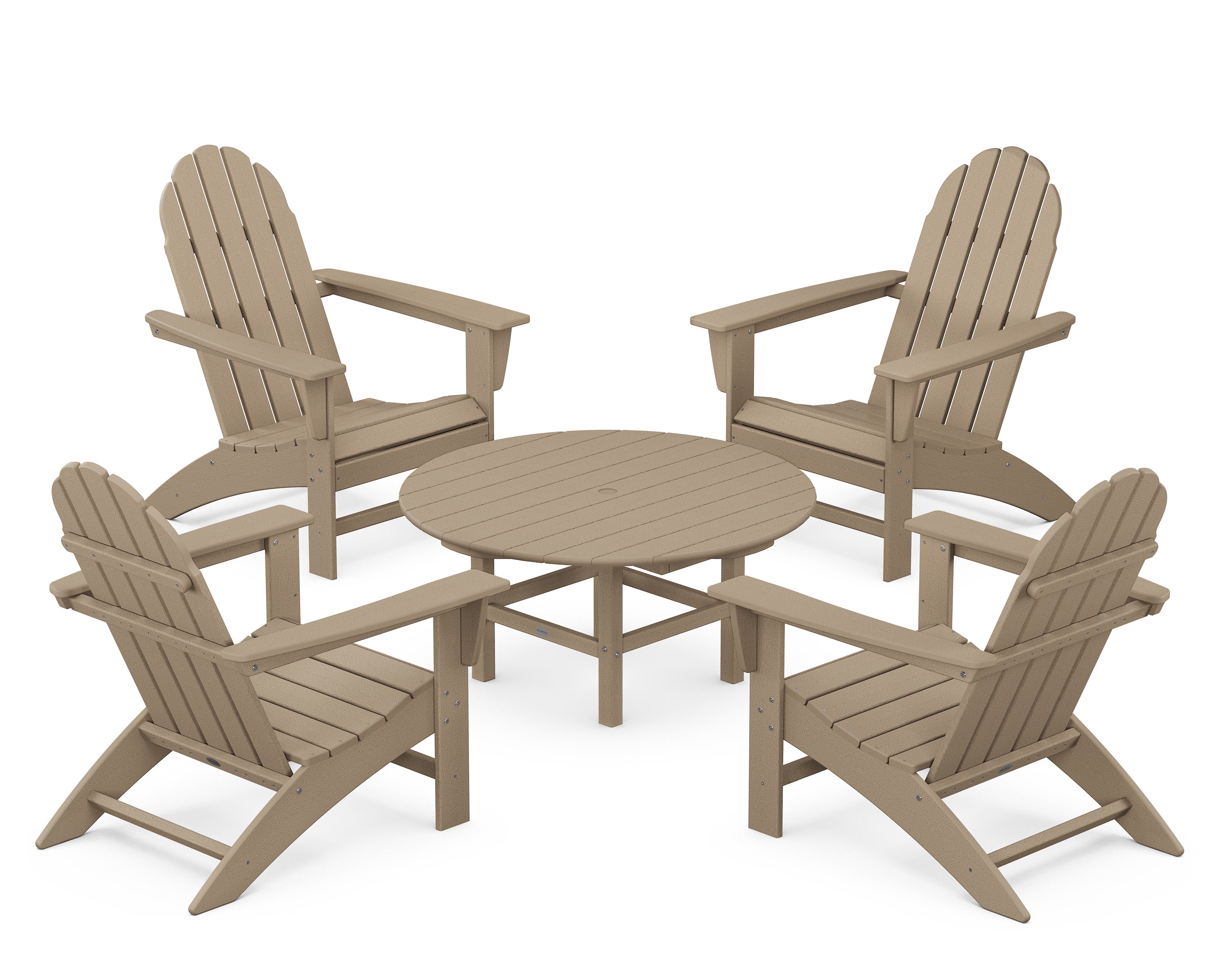 Vineyard 5-Piece Adirondack Chair Conversation Set in Vintage Sahara