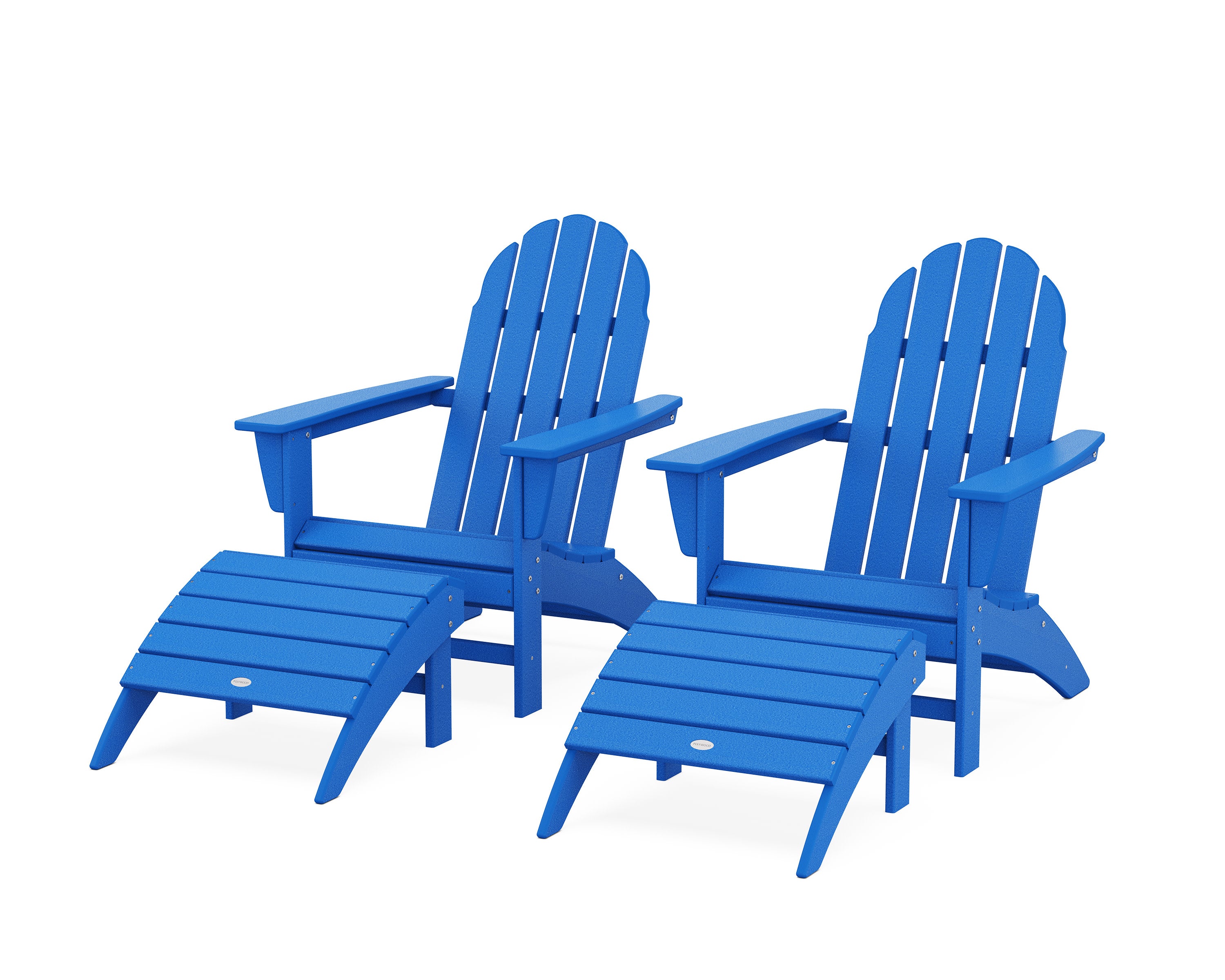 Vineyard Adirondack Chair 4-Piece Set with Ottomans in Pacific Blue
