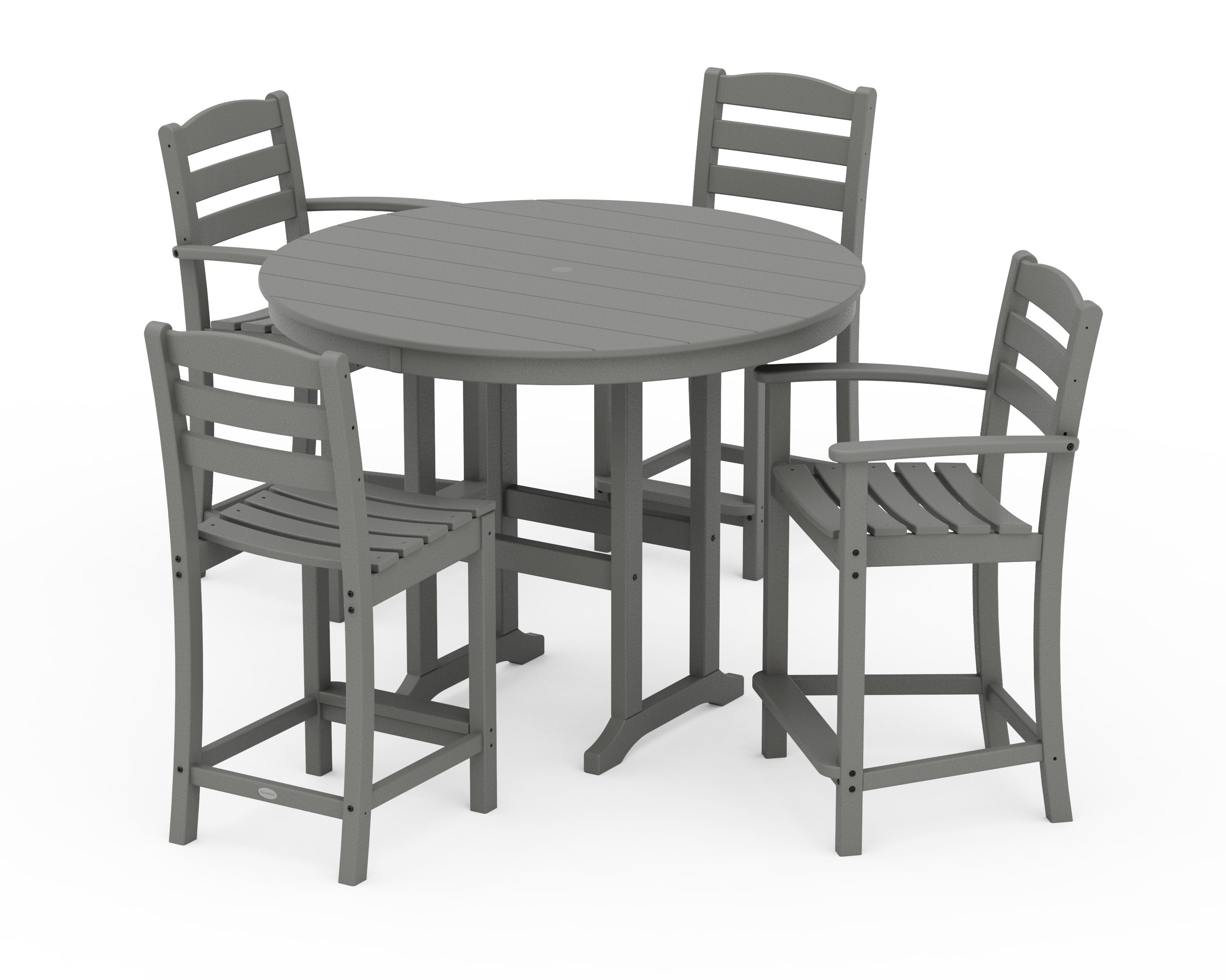 La Casa Café 5-Piece Round Farmhouse Counter Dining Set