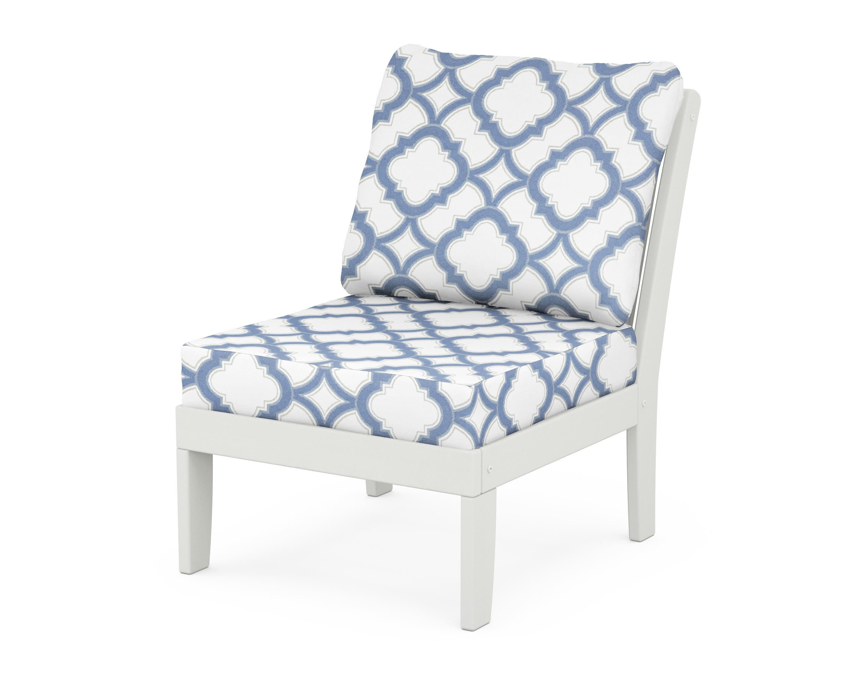 Braxton Modular Armless Chair in Vintage White / Trellis Sky Blue