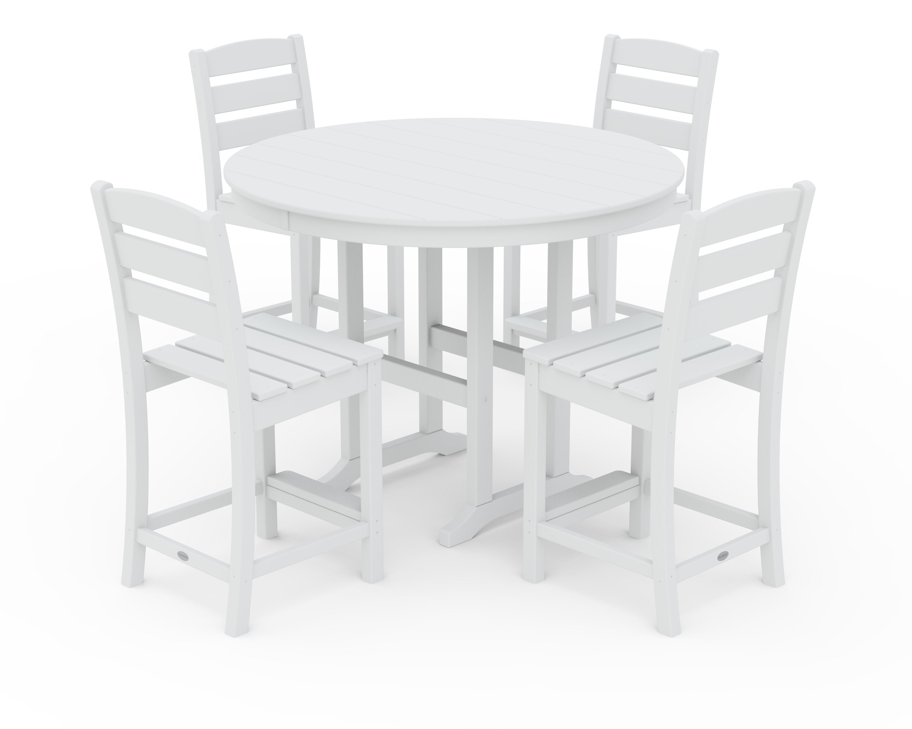 Lakeside 5-Piece Farmhouse Round Side Chair Counter  Set in White