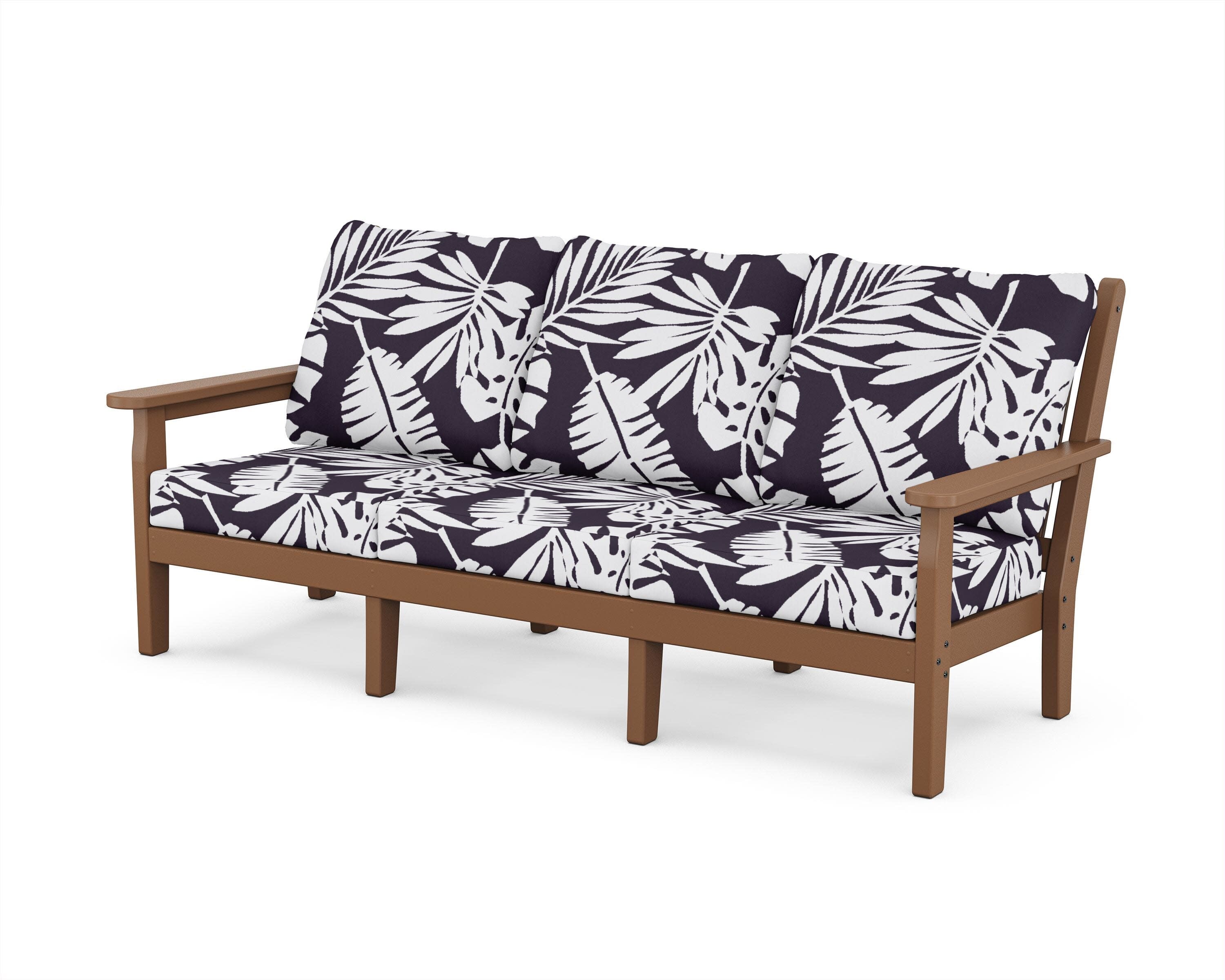 Chippendale Deep Seating Sofa in Teak / Leaf Navy