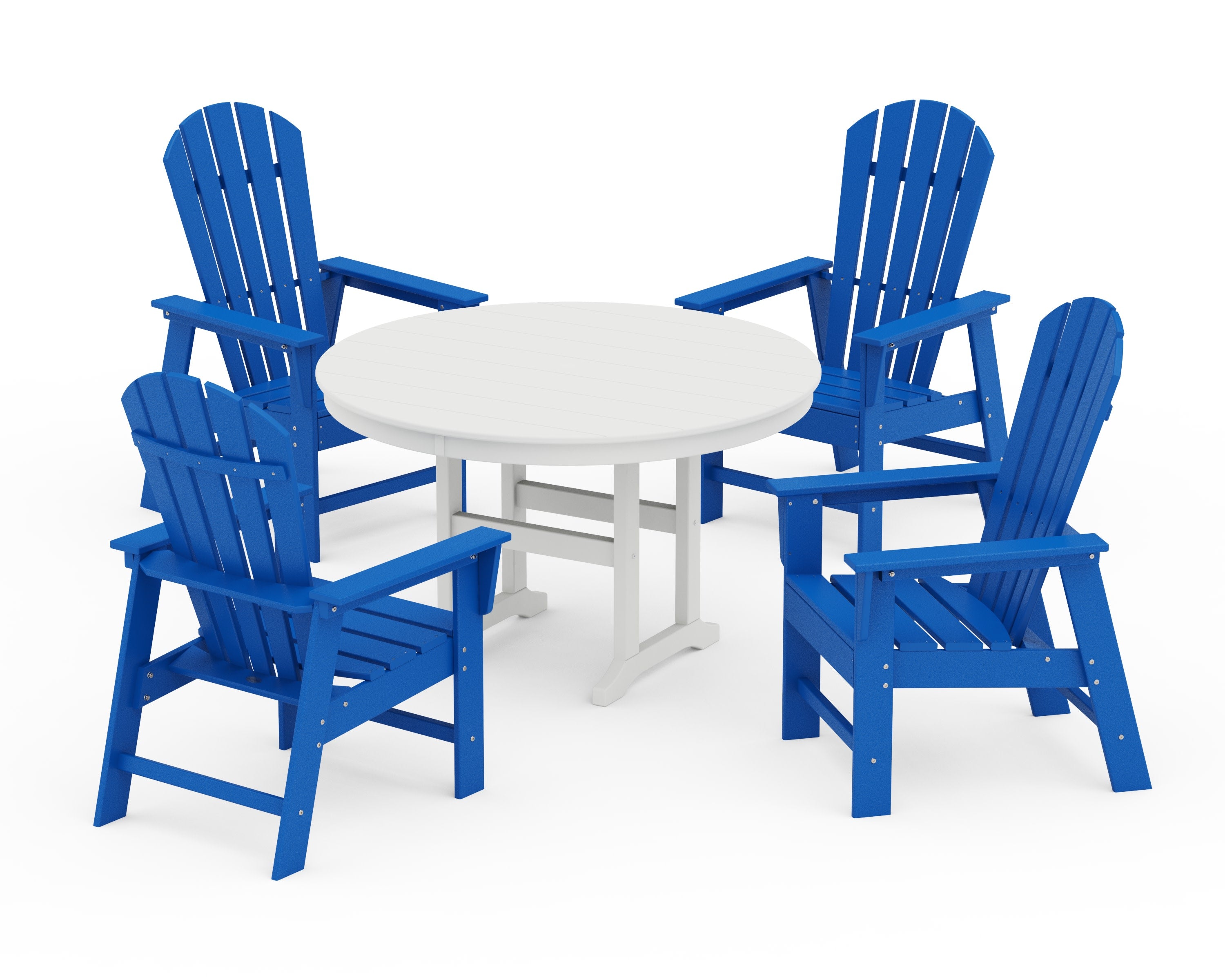 South Beach 5-Piece Round Farmhouse Dining Set in Pacific Blue / White
